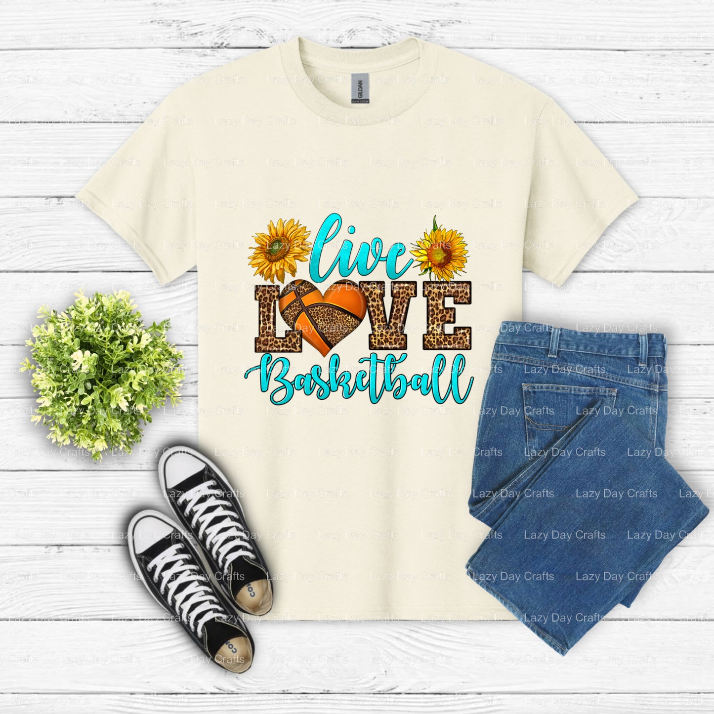 Live Love Basketball – Basketball DTF Transfer (view 2 of 2) – by Lazy Day Crafts – DTF Transfers – DTF Transfers, Premade...