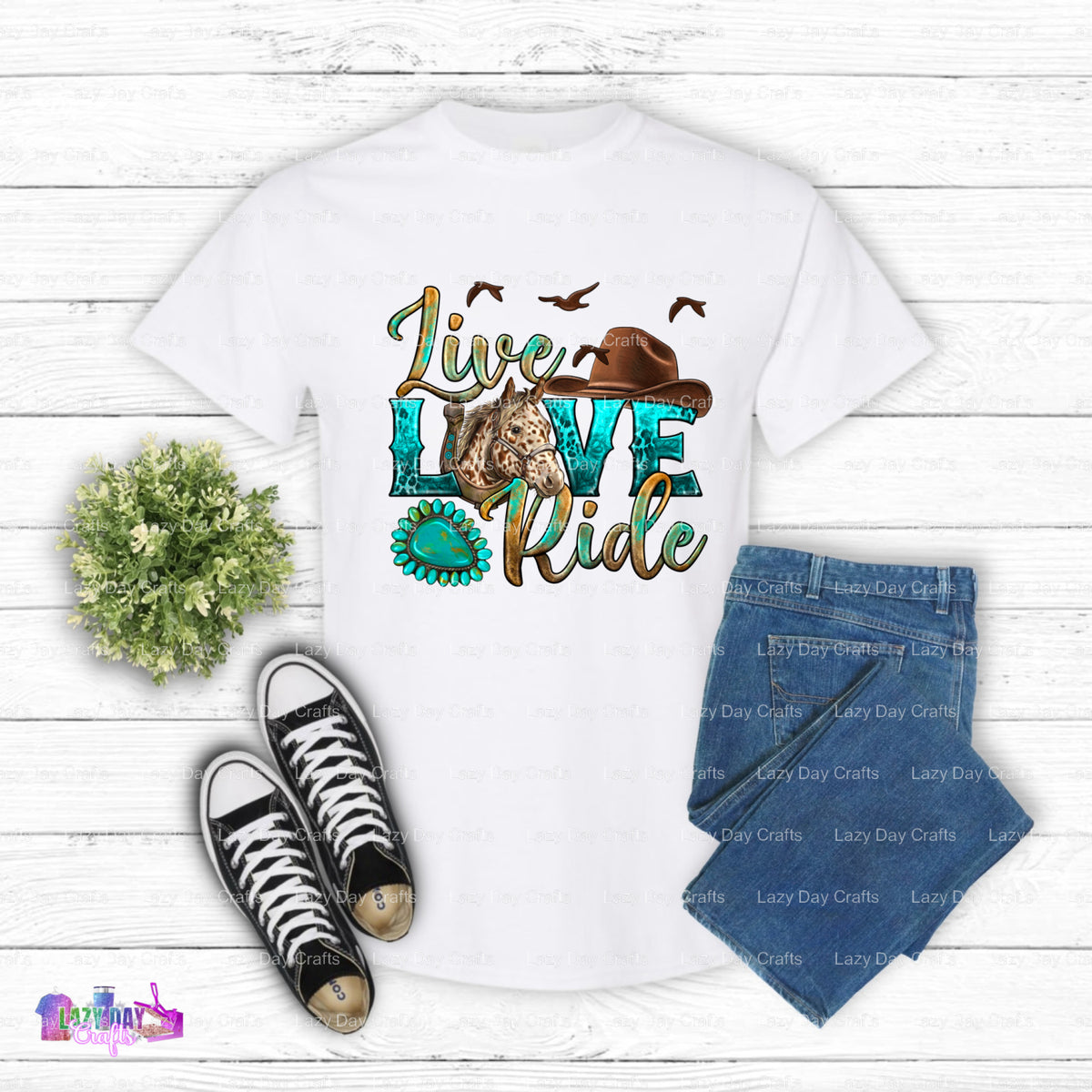 Live Love Ride – Horses DTF Transfer (view 1 of 2) – by Lazy Day Crafts – DTF Transfers – DTF Transfers, Premade DTF