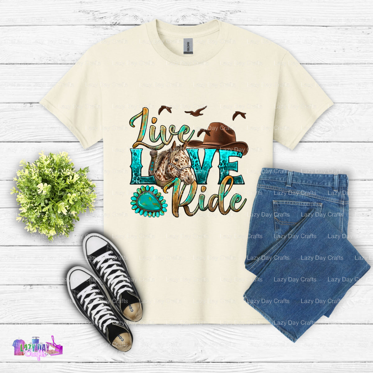 Live Love Ride – Horses DTF Transfer (view 2 of 2) – by Lazy Day Crafts – DTF Transfers – DTF Transfers, Premade DTF