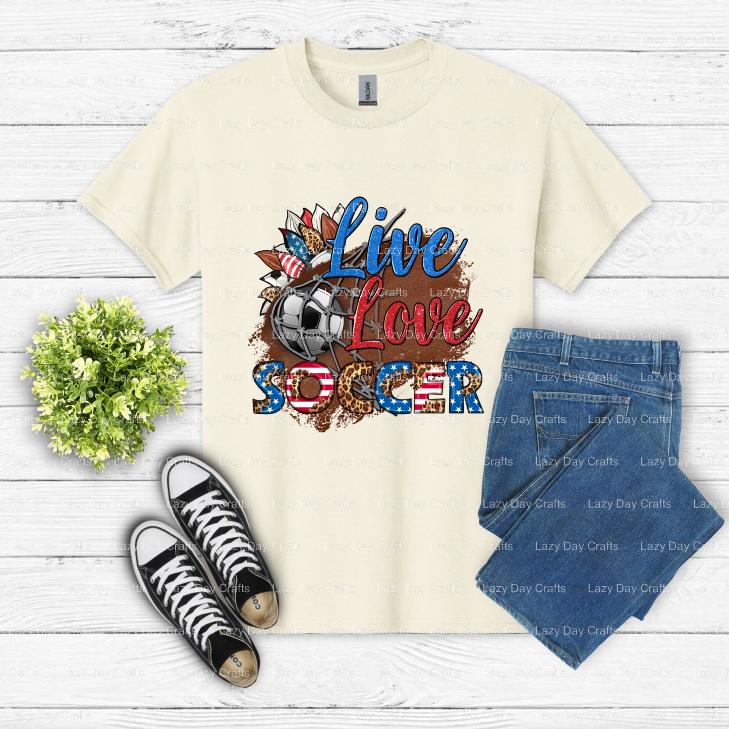 LIVE LOVE SOCCER – DTF Transfer (view 1 of 2) – by Lazy Day Crafts – DTF Transfers – DTF Transfers, Premade DTF