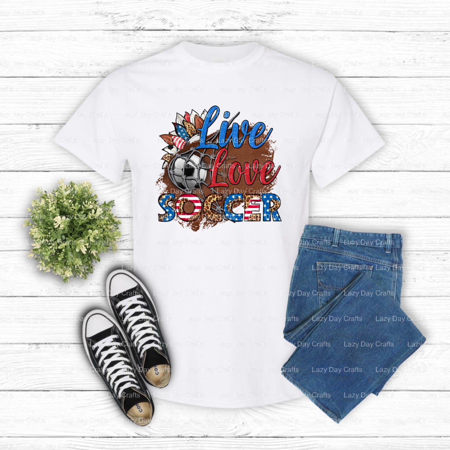 LIVE LOVE SOCCER – DTF Transfer (view 2 of 2) – by Lazy Day Crafts – DTF Transfers – DTF Transfers, Premade DTF