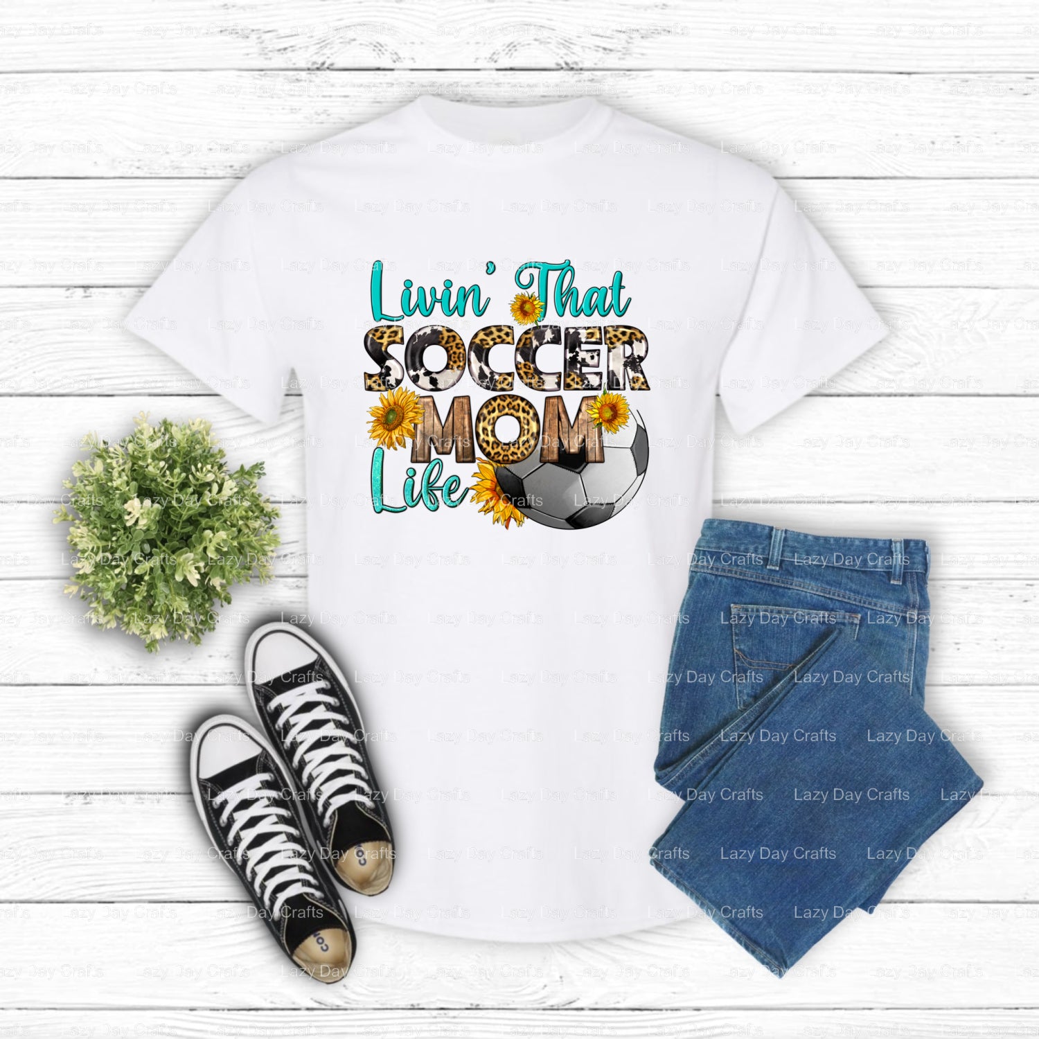 Livin' That Soccer Mom Life – Soccer DTF Transfer (view 1 of 2) – by Lazy Day Crafts – DTF Transfers – Soccer, DTF Transfers