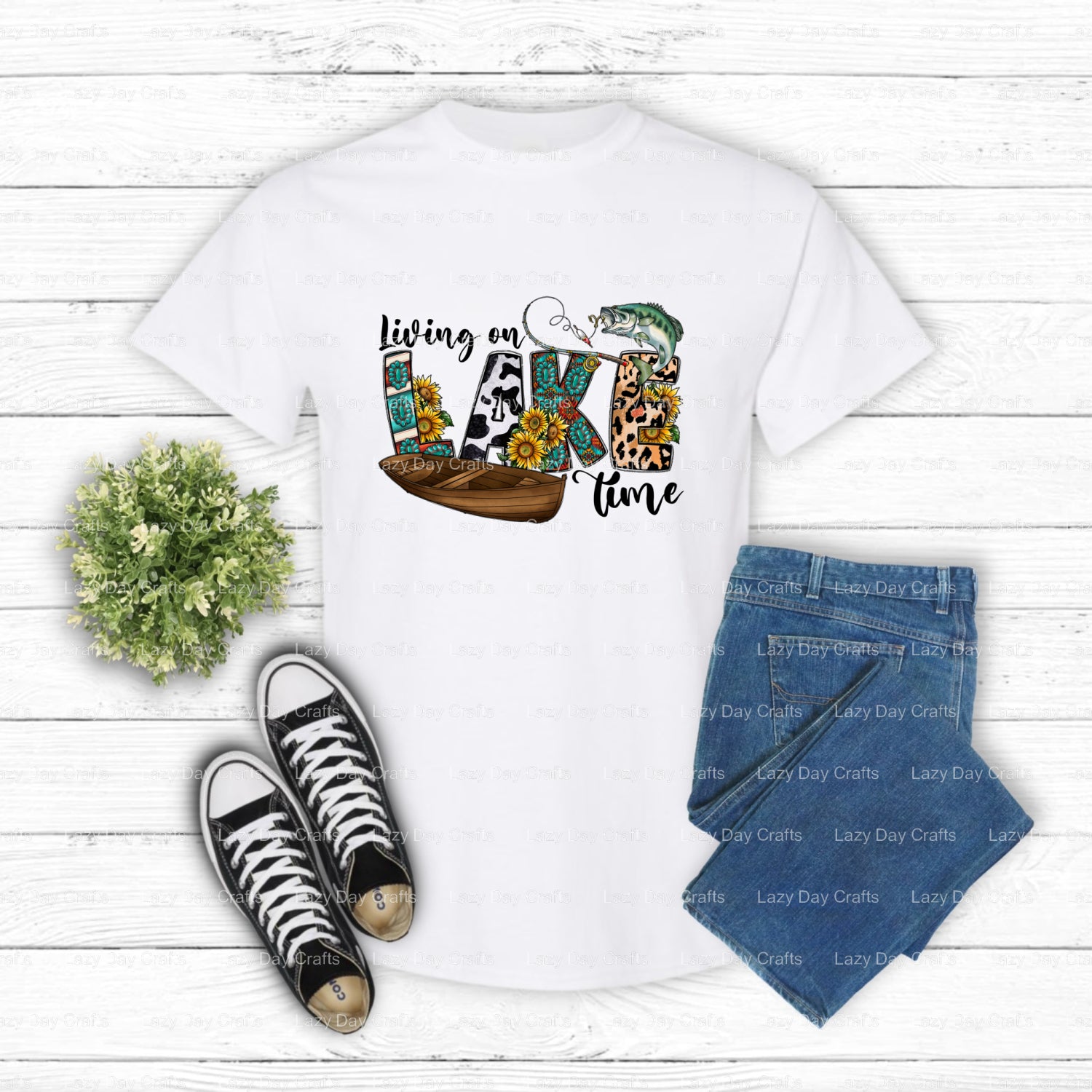 Living On Lake Time – Lake Life DTF Transfer (view 1 of 2) – by Lazy Day Crafts – DTF Transfers – DTF Transfers, custom ap...