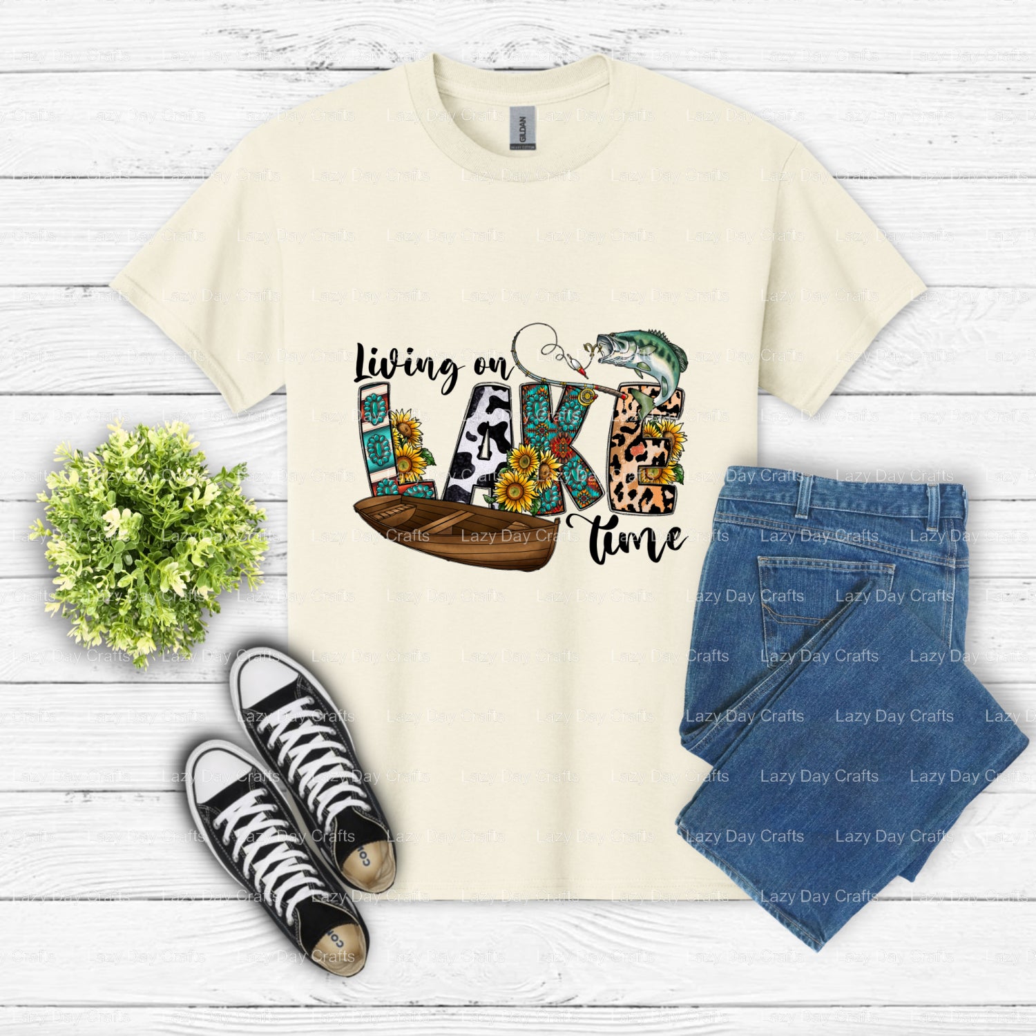 Living On Lake Time – Lake Life DTF Transfer (view 2 of 2) – by Lazy Day Crafts – DTF Transfers – DTF Transfers, custom ap...