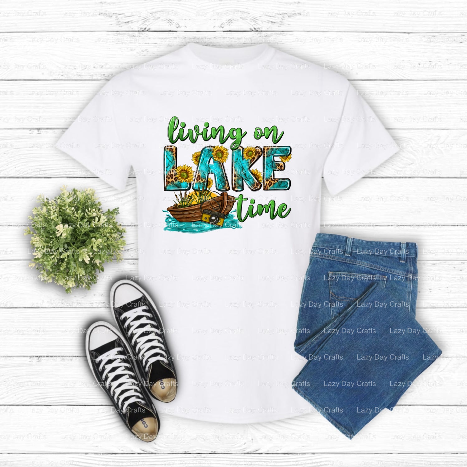 LIVING ON LAKE TIME – Ready to Press DTF Transfer (view 2 of 2) – by Lazy Day Crafts – DTF Transfers – DTF Transfers, cust...