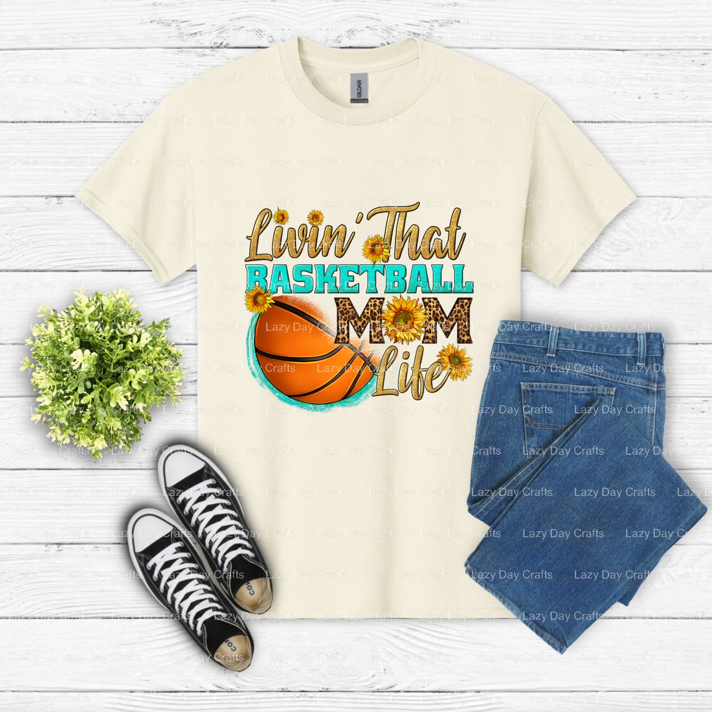 Living That Basketball Mom Life – Basketball DTF Transfer (view 2 of 2) – by Lazy Day Crafts – DTF Transfers – Basketball,...