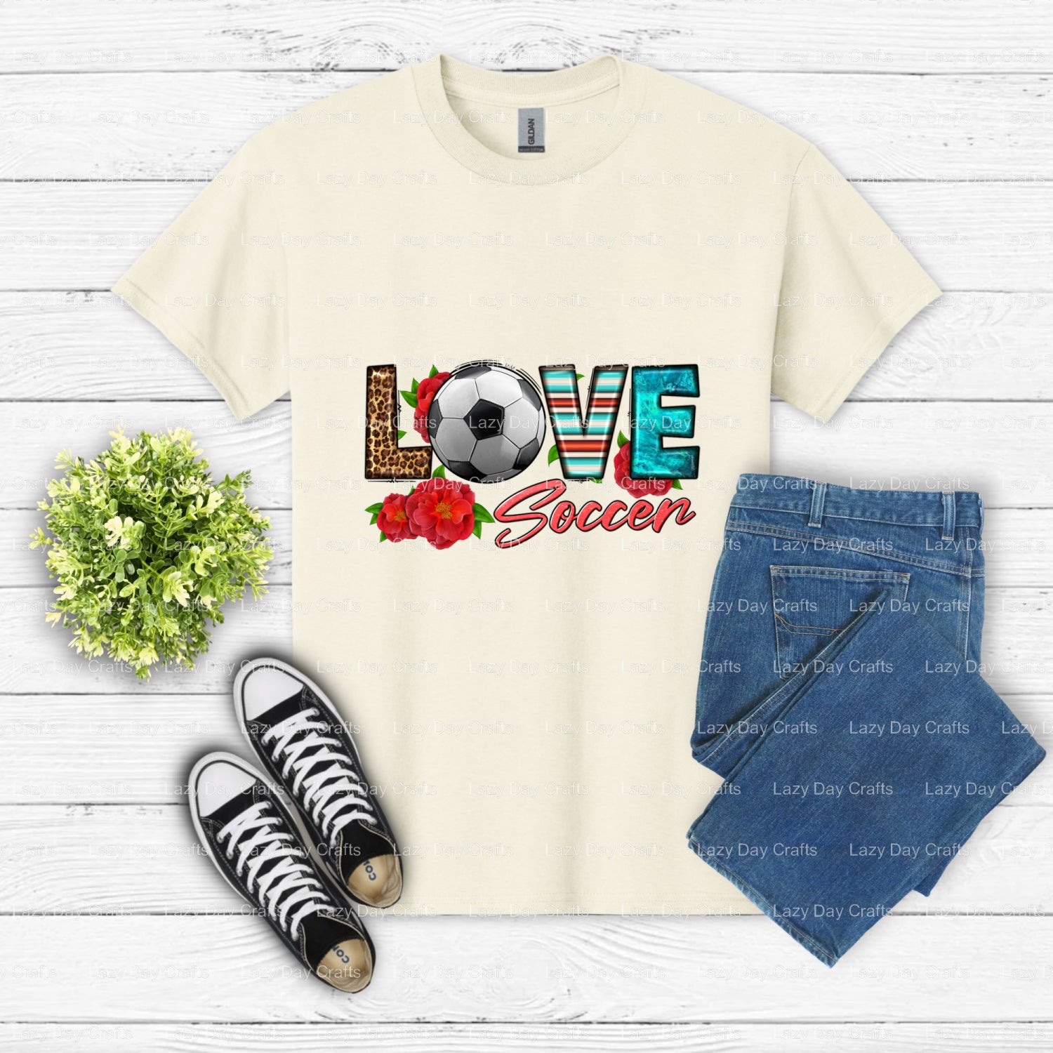 Love Soccer – Soccer DTF Transfer (view 2 of 2) – by Lazy Day Crafts – DTF Transfers – DTF Transfers, Premade DTF
