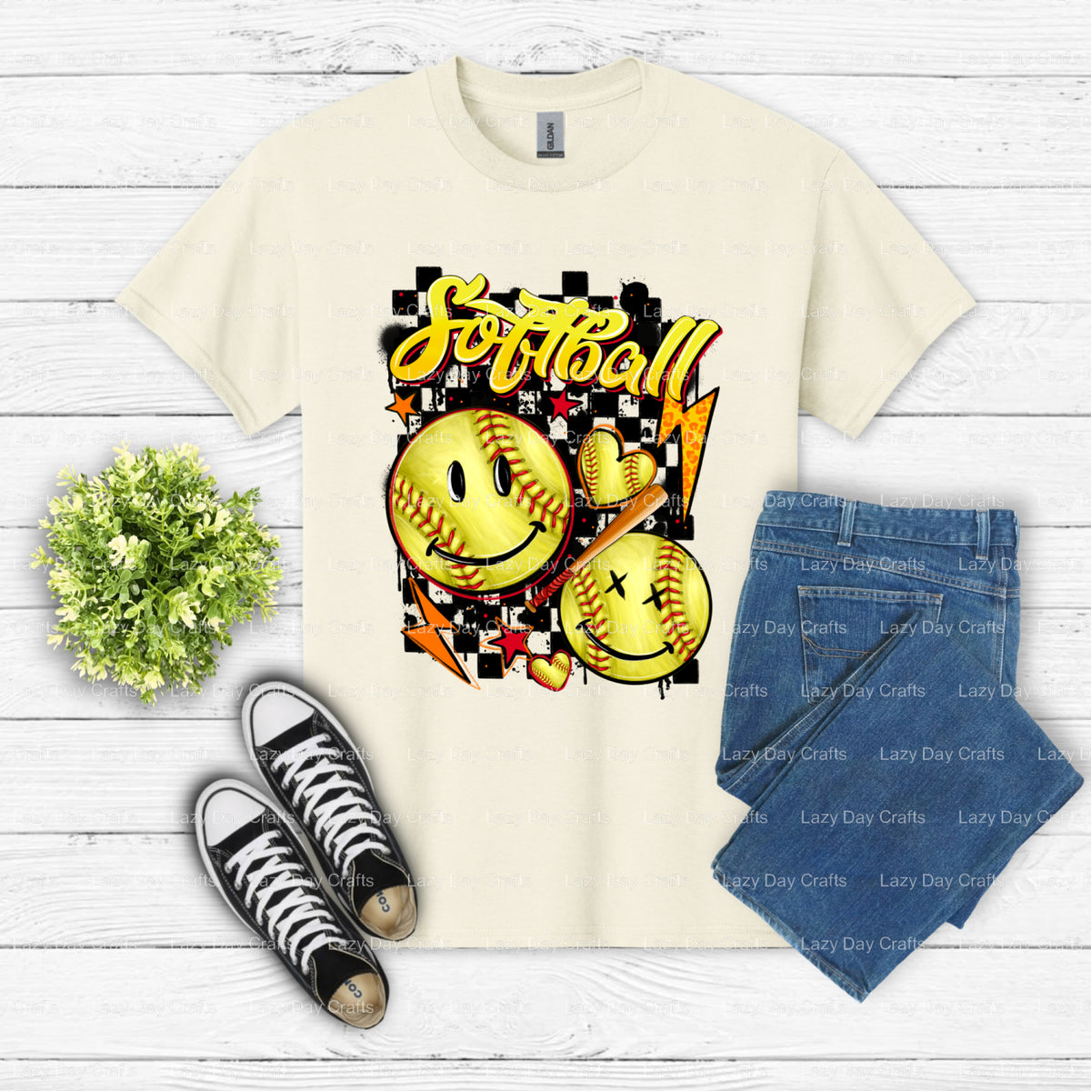 LOVE SOFTBALL – DTF Transfer (view 2 of 2) – by Lazy Day Crafts – DTF Transfers – DTF Transfers, Premade DTF