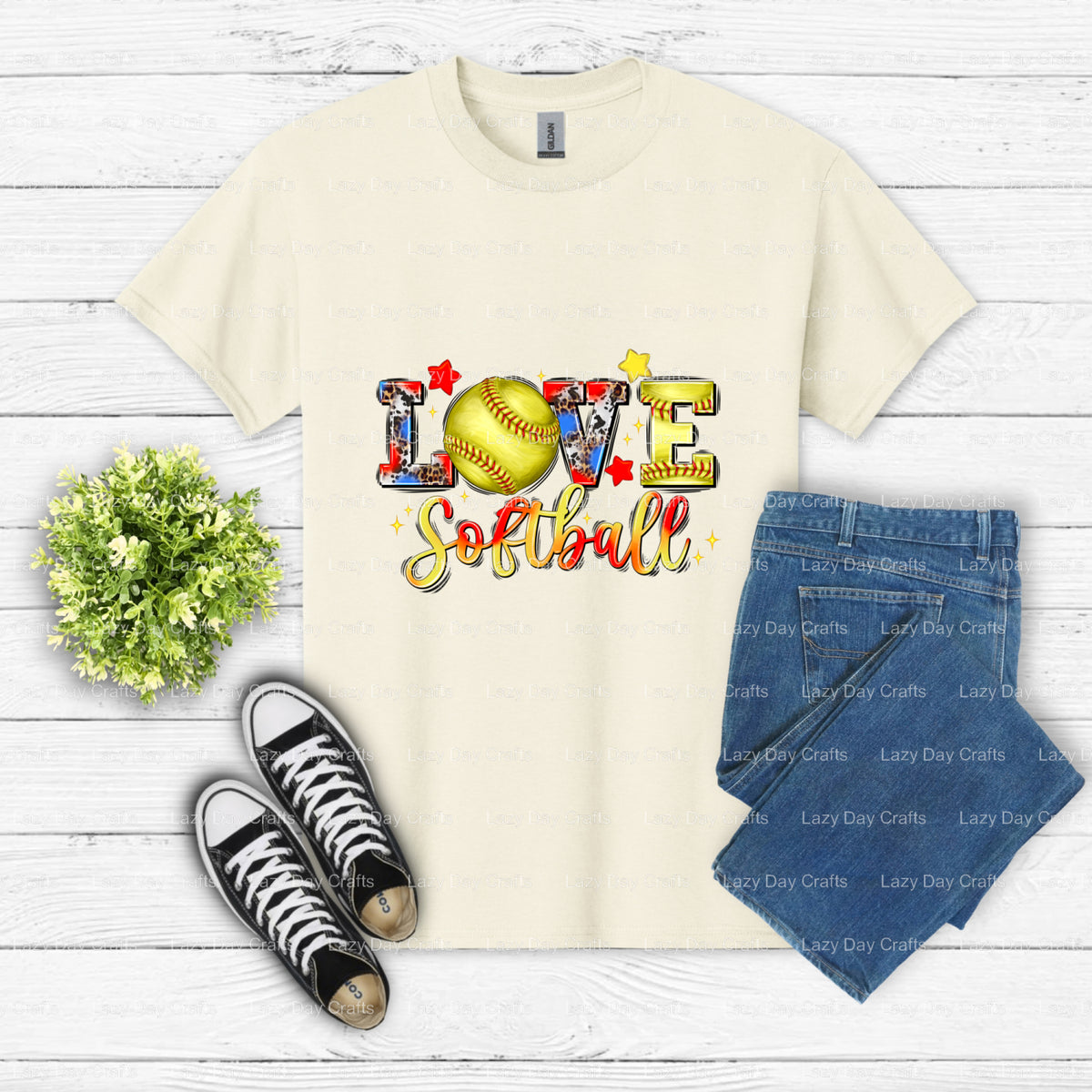 Love Softball – Softball DTF Transfer (view 2 of 2) – by Lazy Day Crafts – DTF Transfers – DTF Transfers, Premade DTF