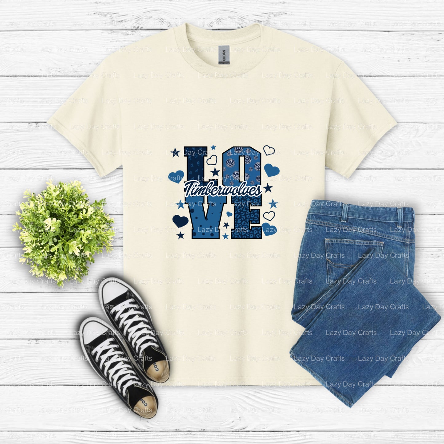 Love Timberwolves – DTF Transfer (view 1 of 2) – by Lazy Day Crafts – DTF Transfers – DTF Transfers, Premade DTF