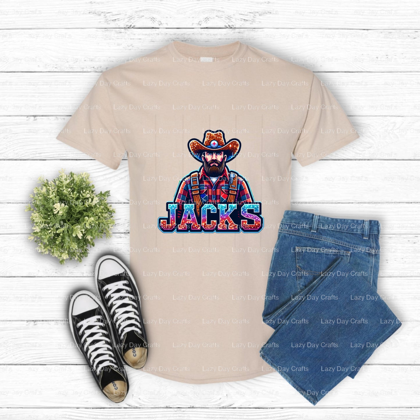 Lumberjack Mascot with Axe – School Spirit DTF Transfer (view 1 of 2) – by Lazy Day Crafts – DTF Transfers – School Mascot...