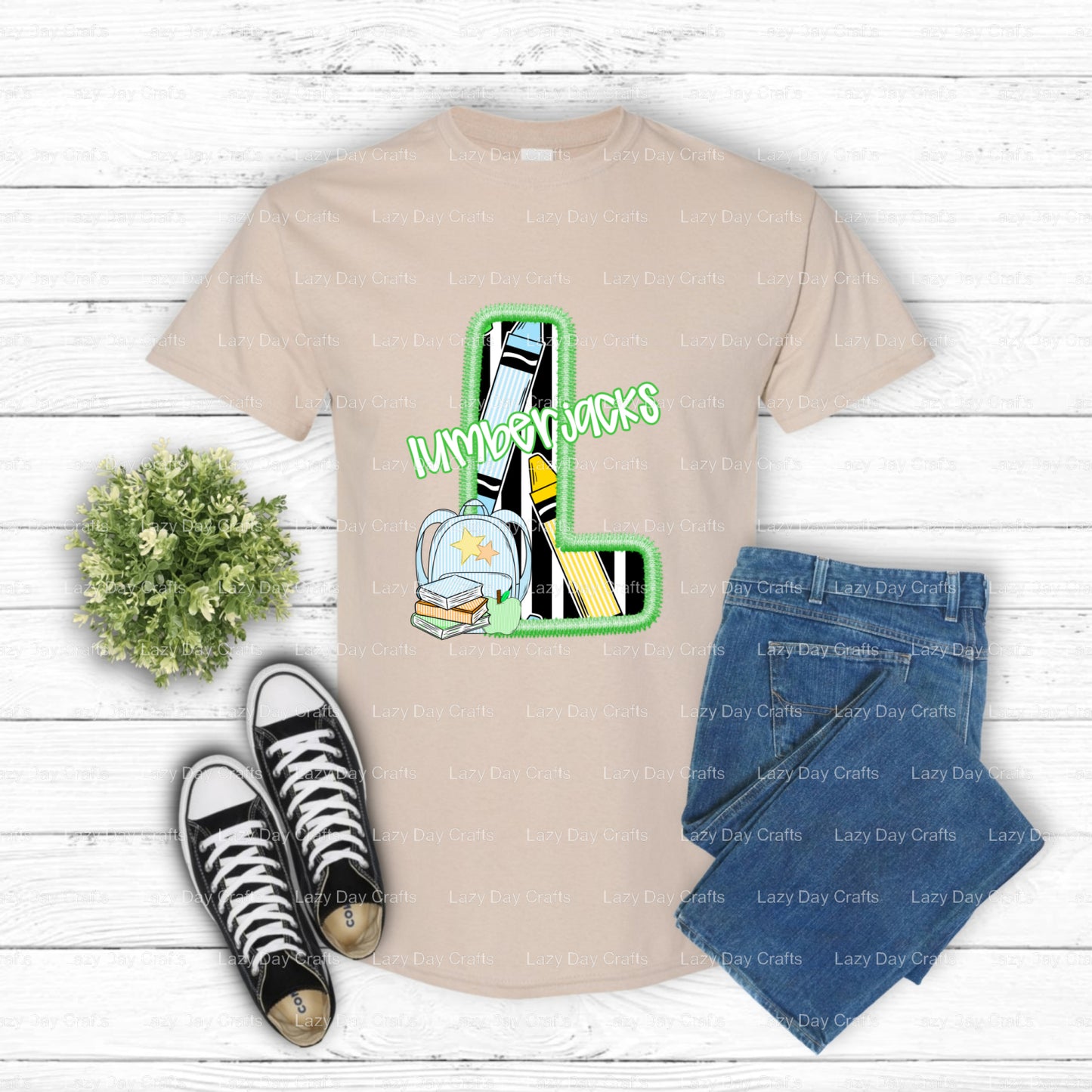 LUMBERJACKS Plaid Text – School Spirit DTF Transfer (view 2 of 2) – by Lazy Day Crafts – DTF Transfers – School Mascot, Sc...