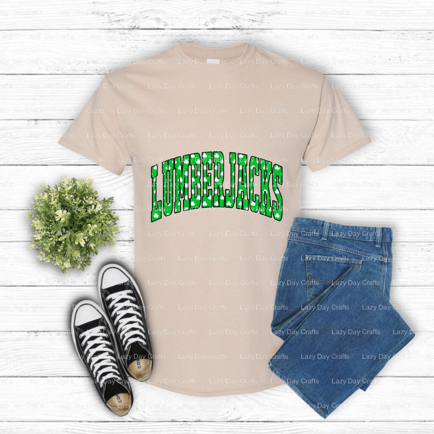 LUMBERJACKS Shamrock Mascot – School Spirit DTF Transfer (view 1 of 2) – by Lazy Day Crafts – DTF Transfers – School Masco...