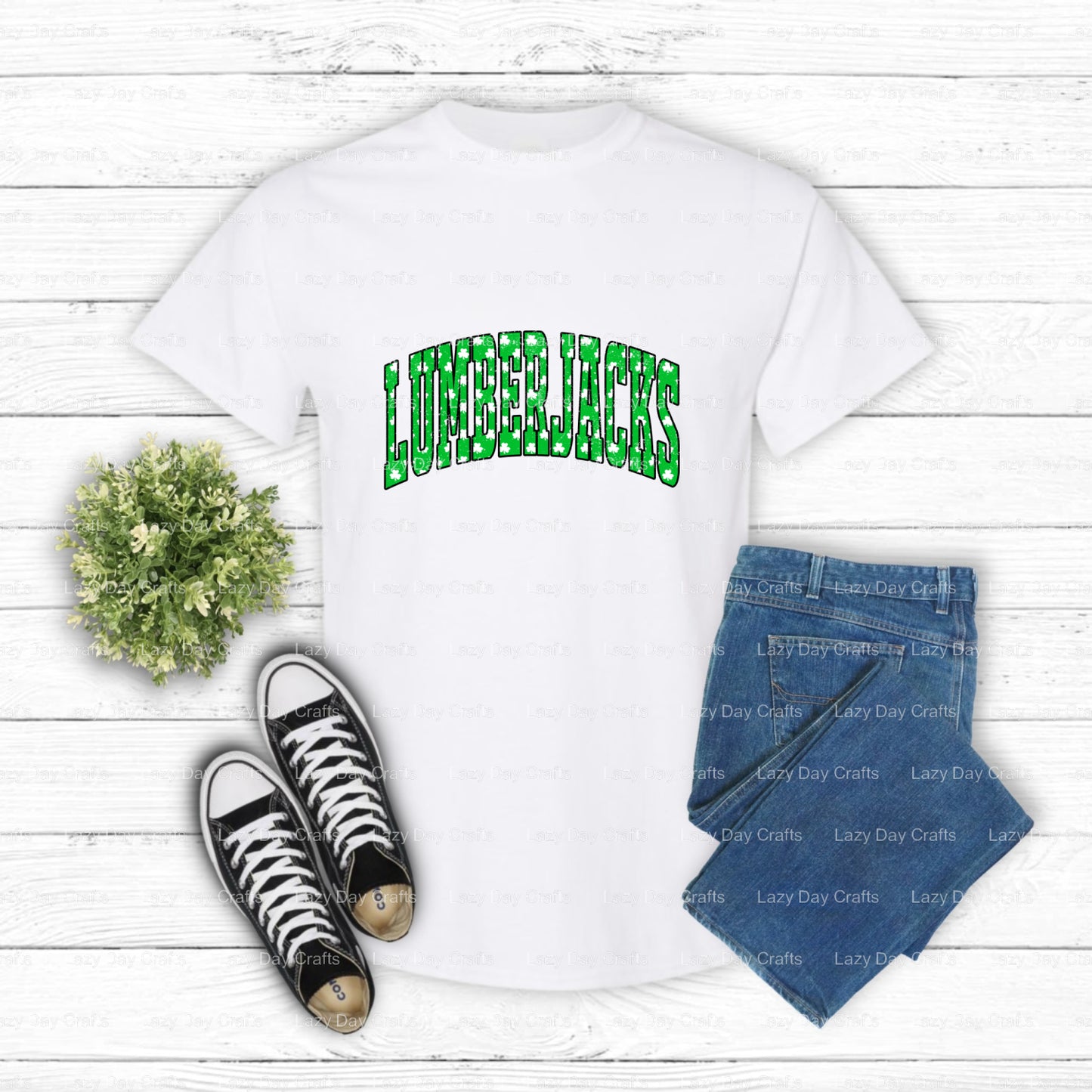 LUMBERJACKS Shamrock Mascot – School Spirit DTF Transfer (view 2 of 2) – by Lazy Day Crafts – DTF Transfers – School Masco...