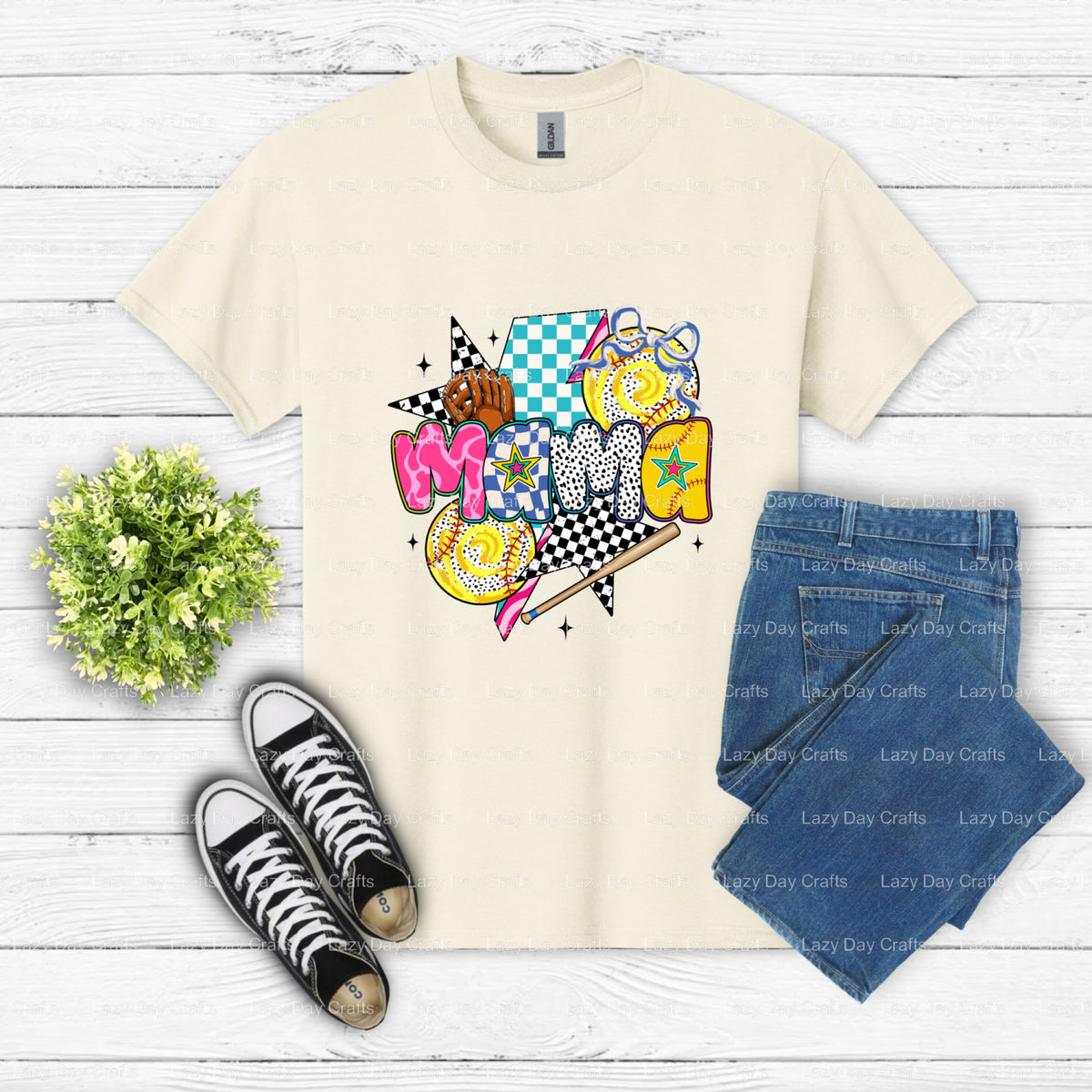 Mama Softball – DTF Transfer (view 1 of 2) – by Lazy Day Crafts – DTF Transfers – DTF Transfers, Premade DTF