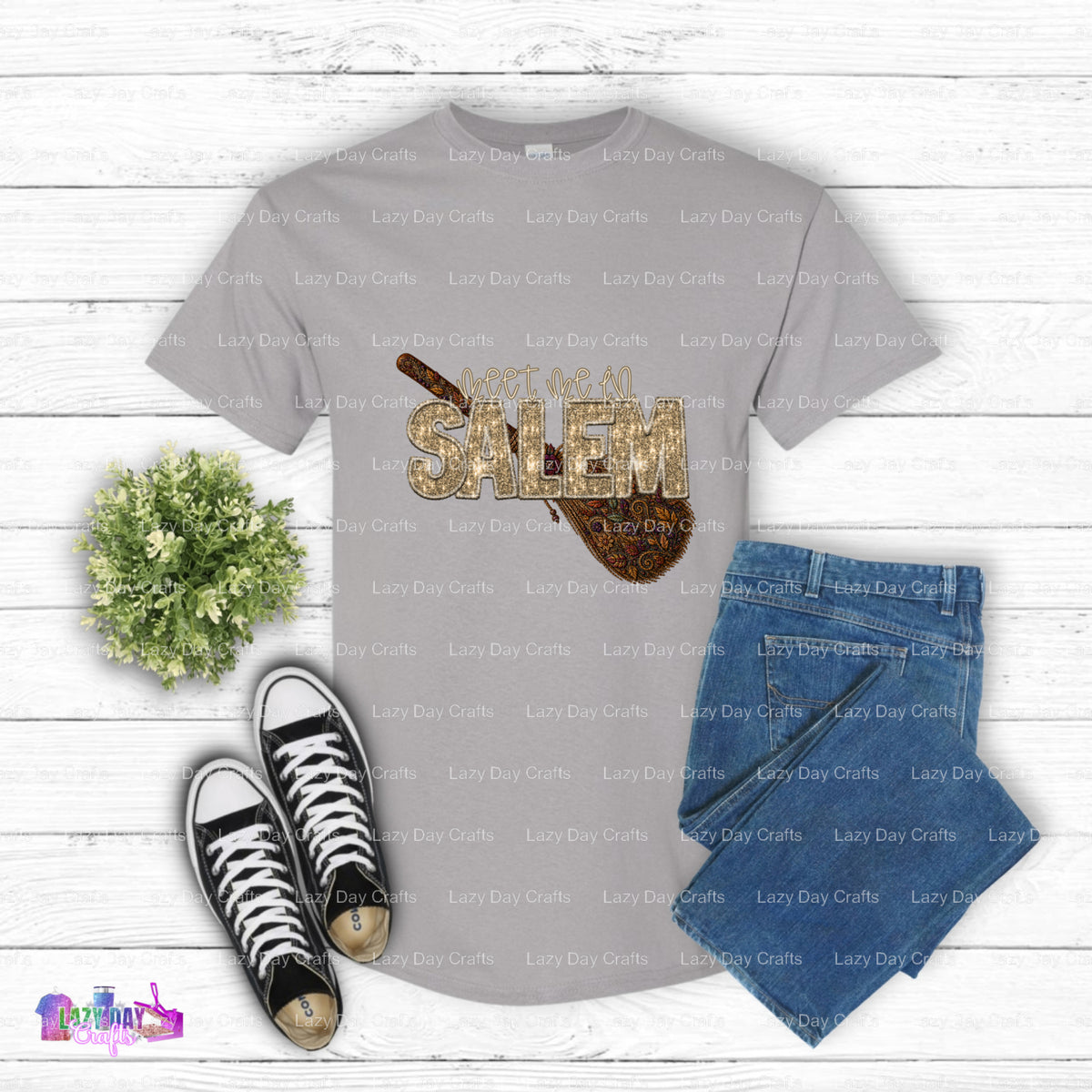 MEET ME IN SALEM Witch Broom – DTF Transfer (view 2 of 2) – by Lazy Day Crafts – DTF Transfers – DTF Transfers, custom app...