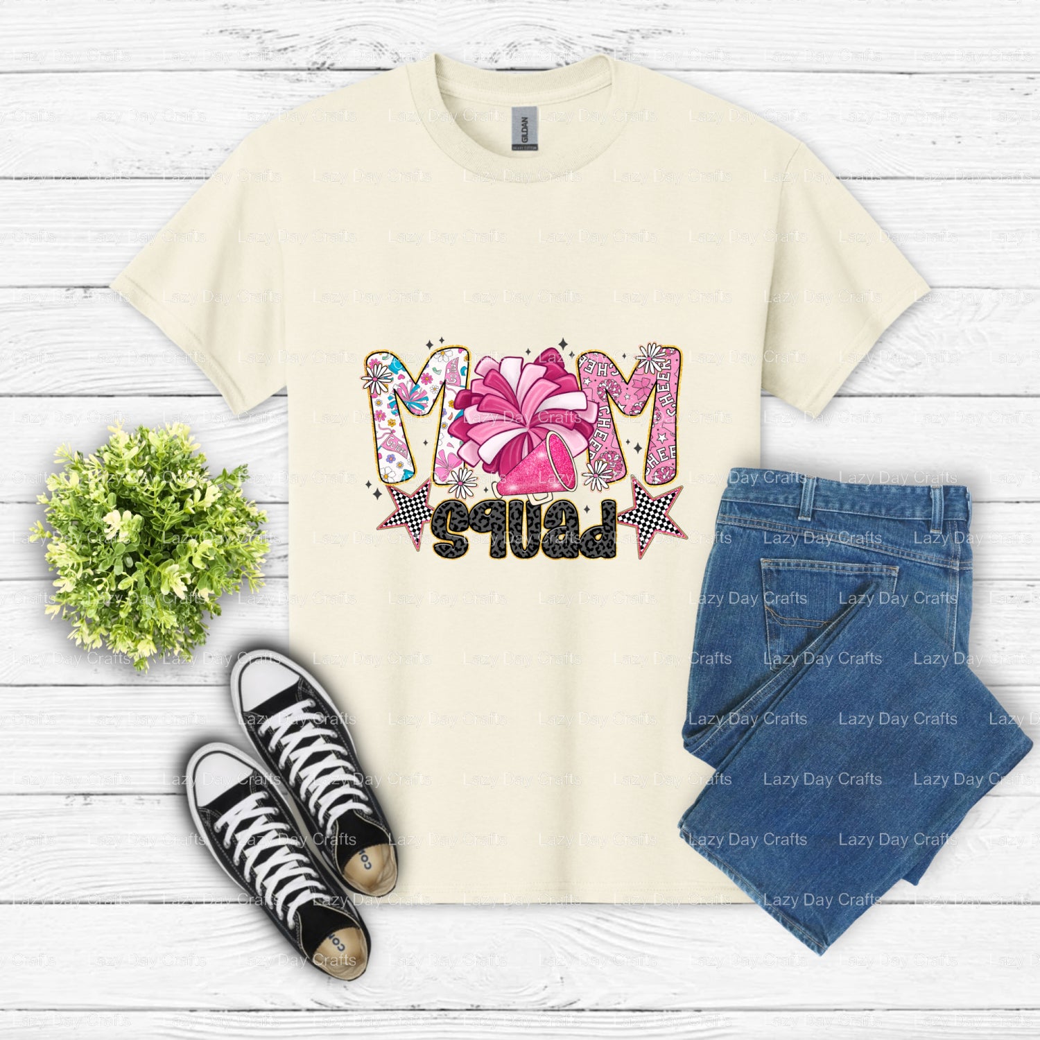 Mom Squad Cheer – DTF Transfer (view 1 of 2) – by Lazy Day Crafts – DTF Transfers – DTF Transfers, Premade DTF