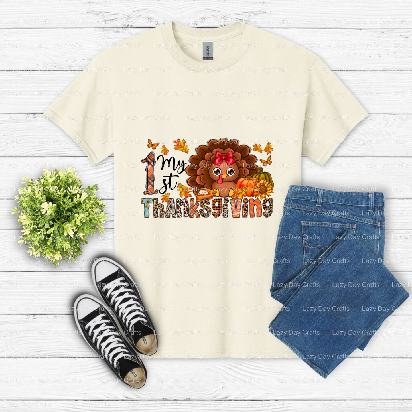 My 1st Thanksgiving – Thanksgiving DTF Transfer (view 2 of 2) – by Lazy Day Crafts – DTF Transfers – DTF Transfers, custom...
