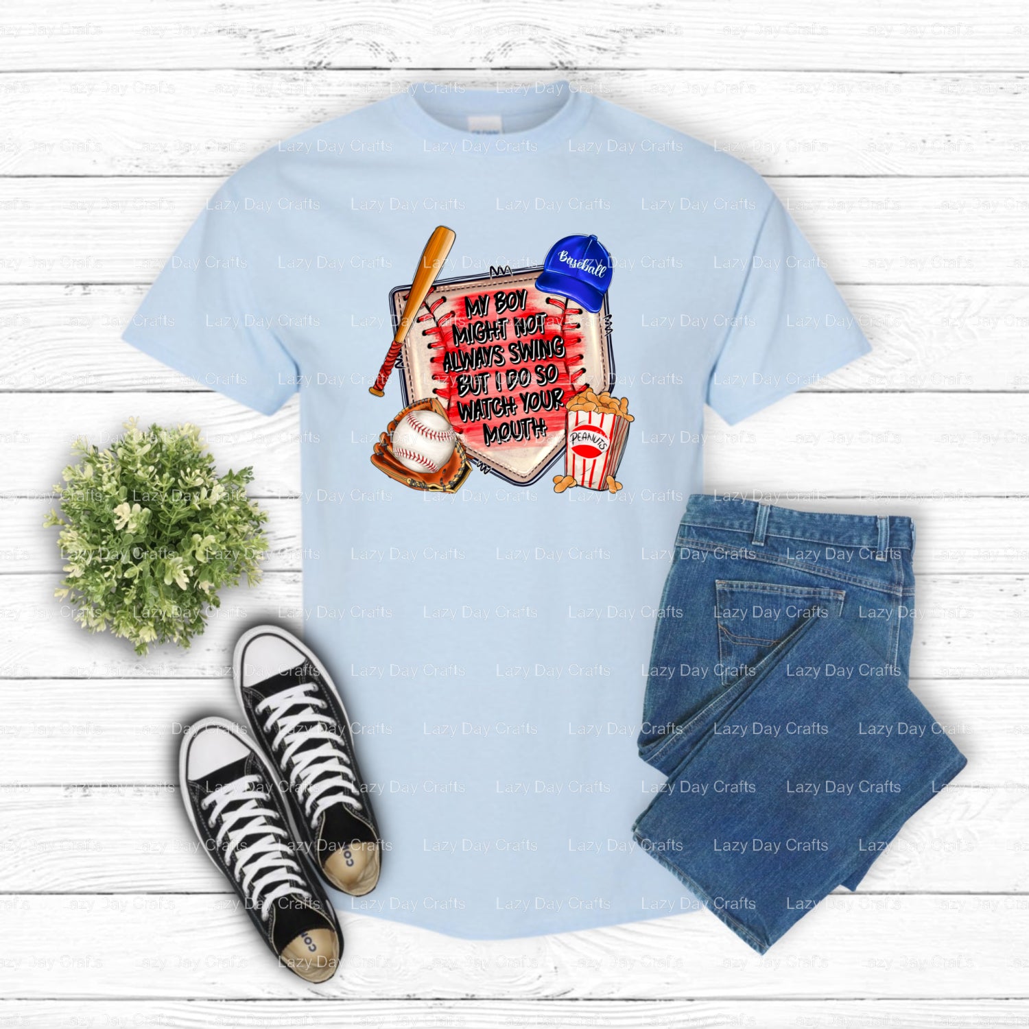 MY BOY MIGHT NOT ALWAYS SWING BUT I DO SO WATCH YOUR MOUTH – Baseball DTF Transfer (view 1 of 2) – by Lazy Day Crafts – DT...