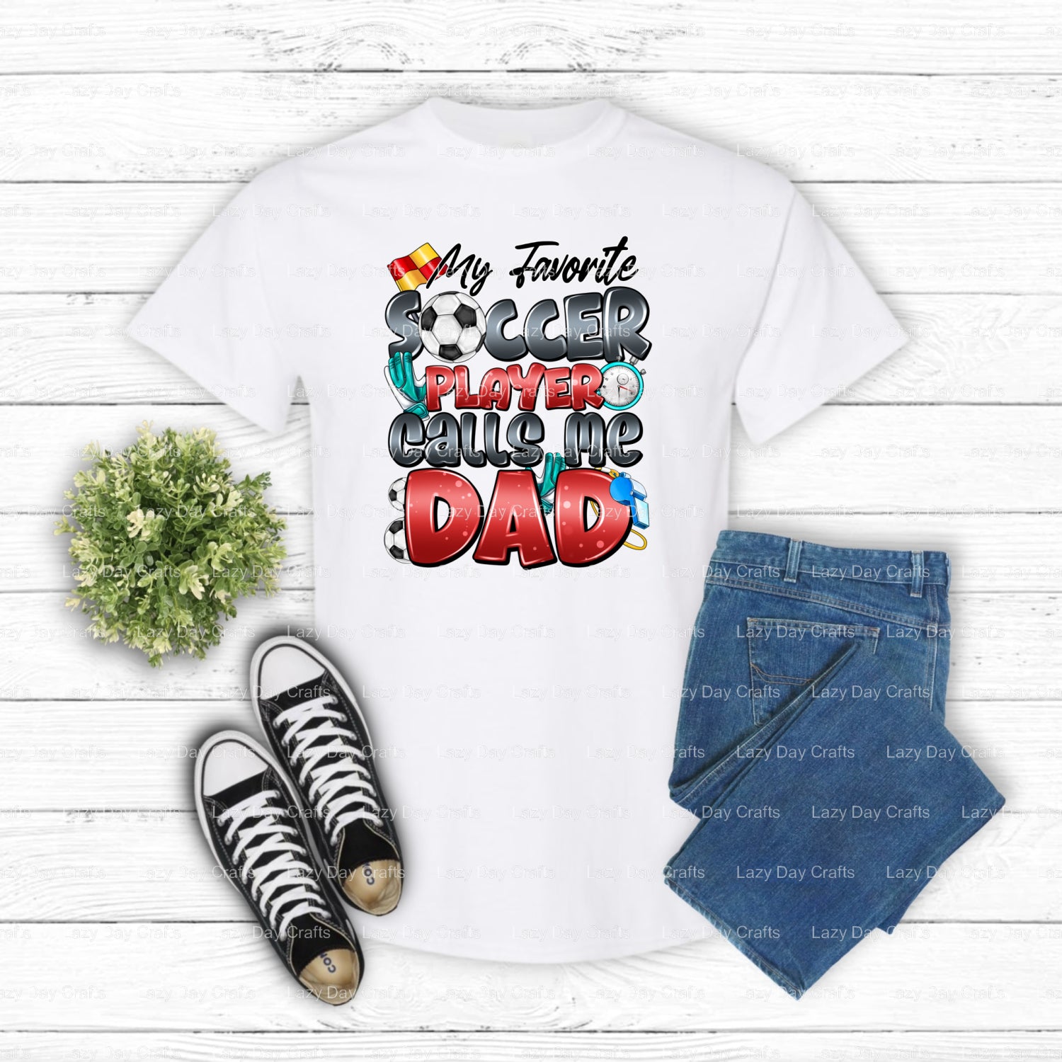 My Favorite Soccer Player Calls Me Dad – Soccer DTF Transfer (view 1 of 2) – by Lazy Day Crafts – DTF Transfers – DTF Tran...