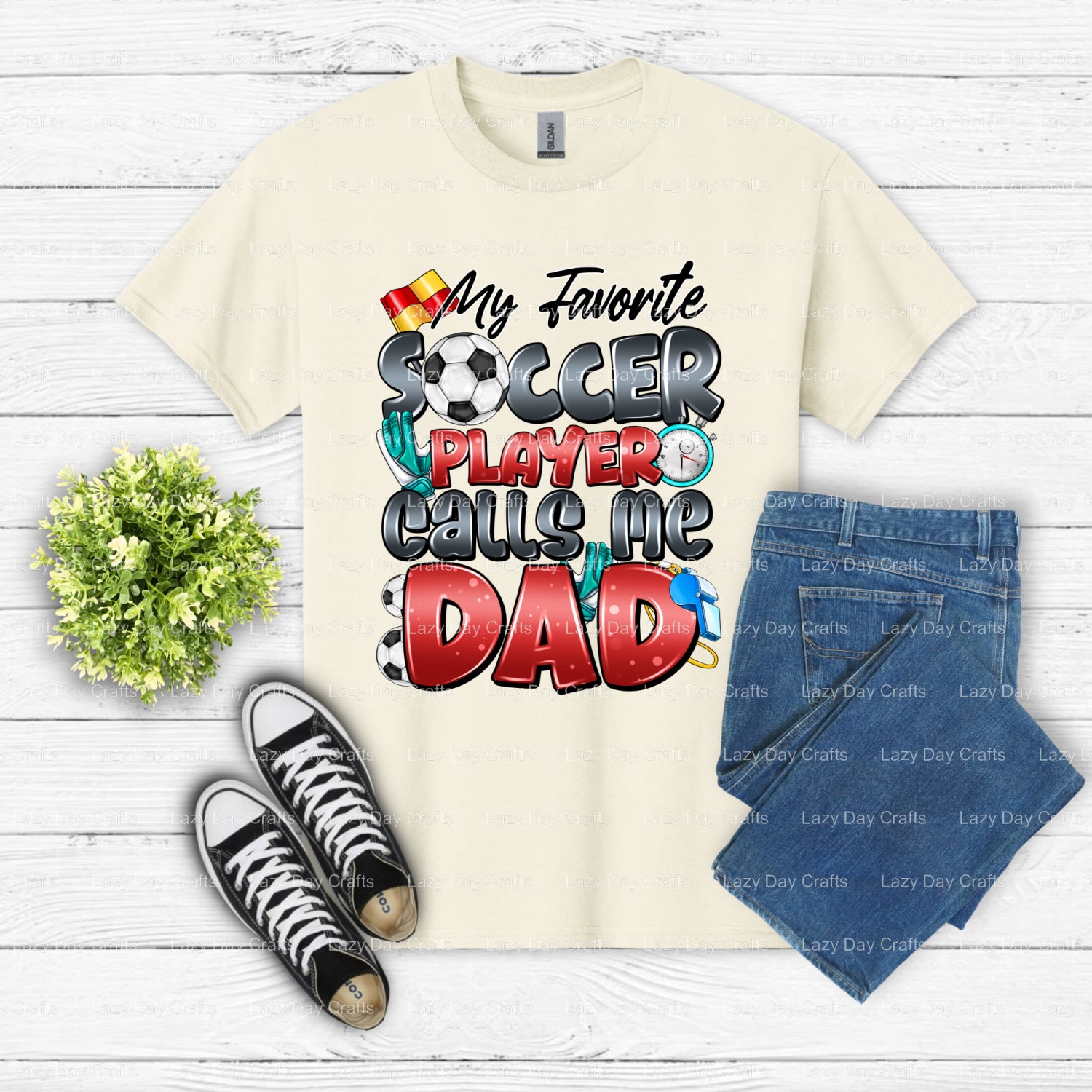 My Favorite Soccer Player Calls Me Dad – Soccer DTF Transfer (view 2 of 2) – by Lazy Day Crafts – DTF Transfers – DTF Tran...