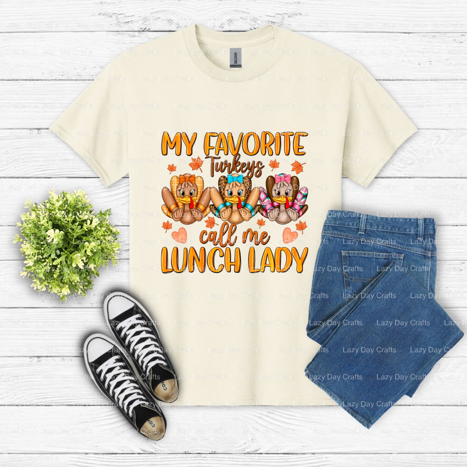 My Favorite Turkeys Call Me Lunch Lady – DTF Transfer (view 1 of 2) – by Lazy Day Crafts – DTF Transfers – DTF Transfers,...