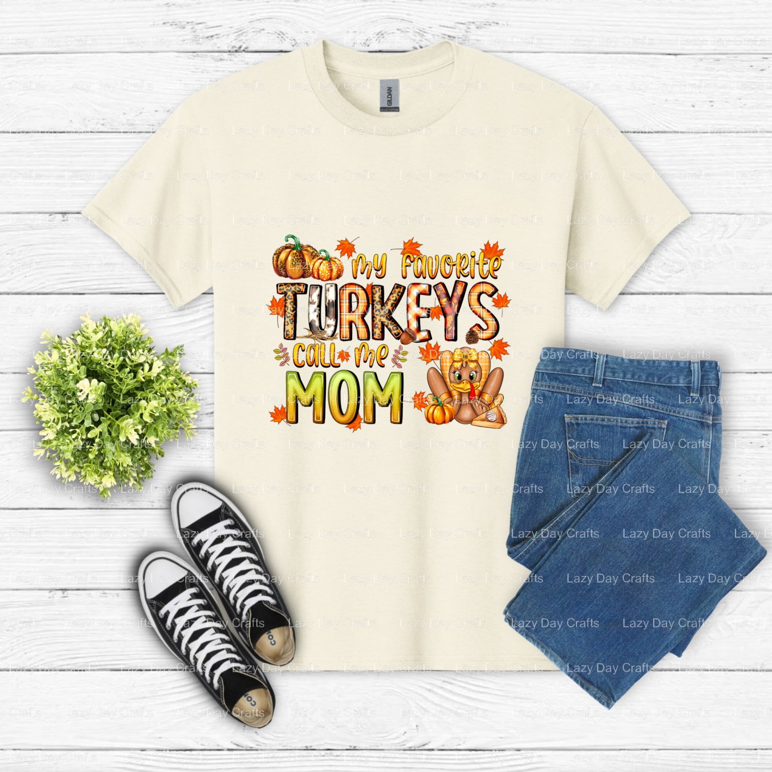 My Favorite Turkeys Call Me Mom – DTF Transfer (view 2 of 2) – by Lazy Day Crafts – DTF Transfers – DTF Transfers, custom...