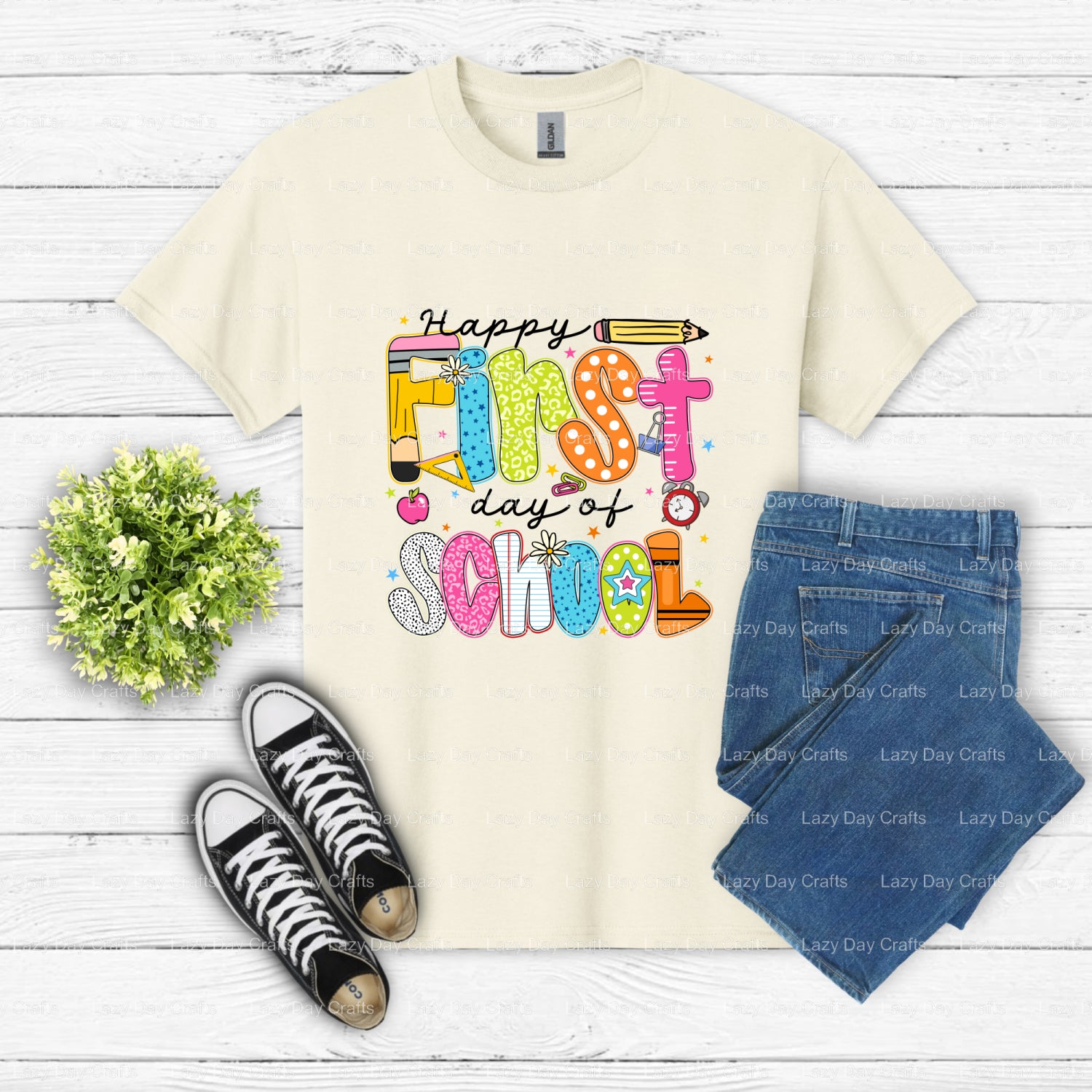 My First Day of School – DTF Transfer (view 2 of 2) – by Lazy Day Crafts – DTF Transfers – DTF Transfers, apparel