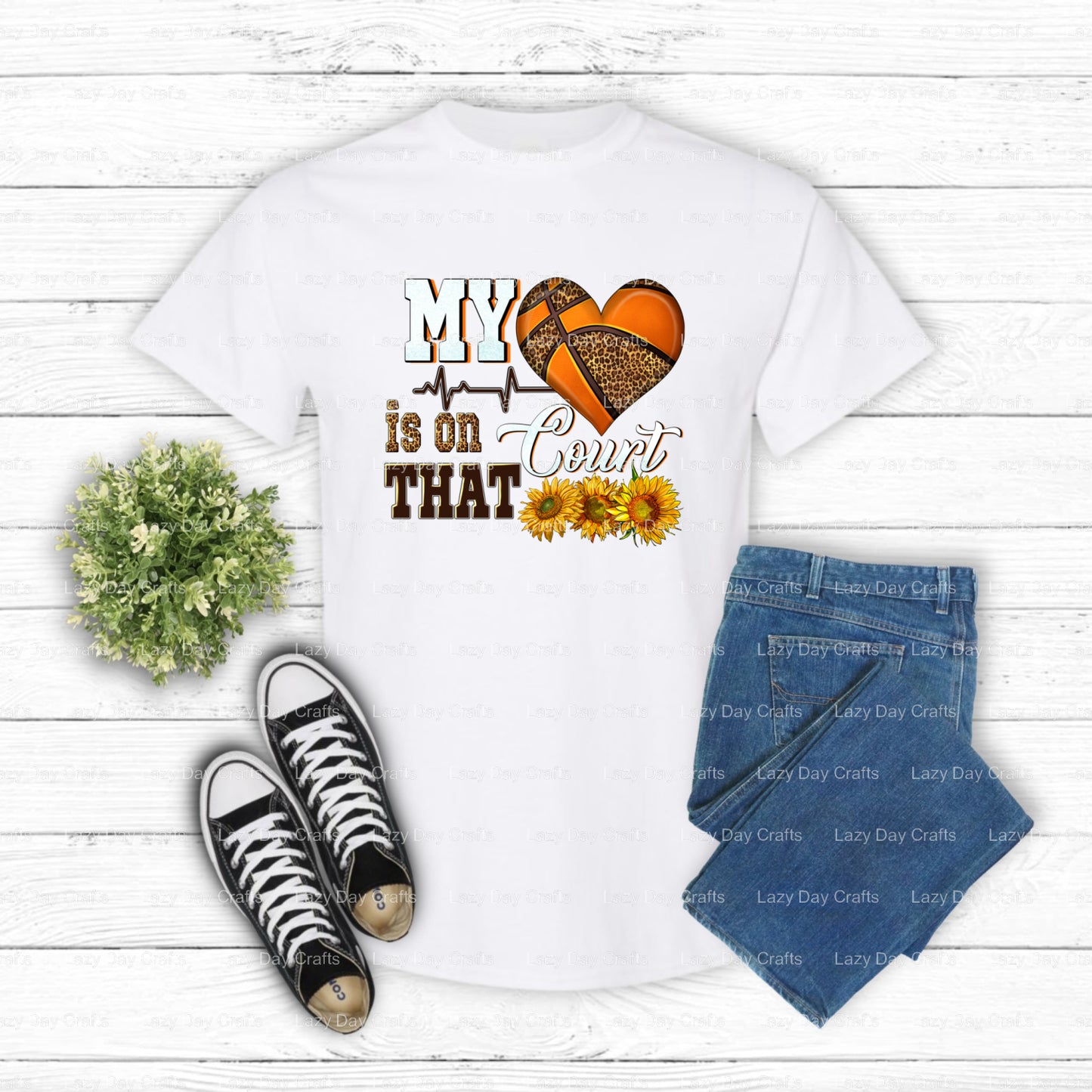 My Heart Is On That Court – Basketball DTF Transfer (view 1 of 2) – by Lazy Day Crafts – DTF Transfers – Basketball, DTF T...