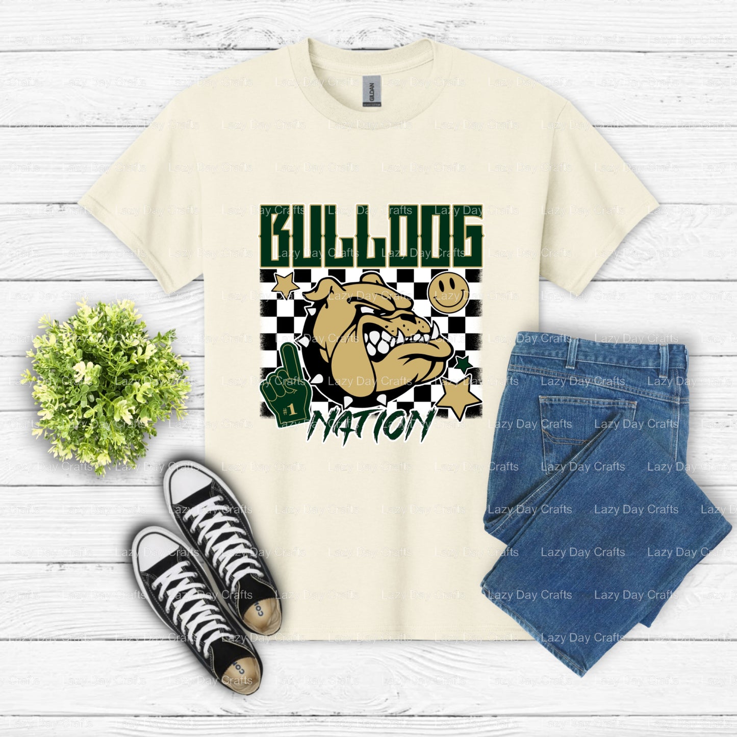 NATION BULLDOGS Mascot – School Spirit DTF Transfer (view 1 of 2) – by Lazy Day Crafts – DTF Transfers – School Mascot, DT...