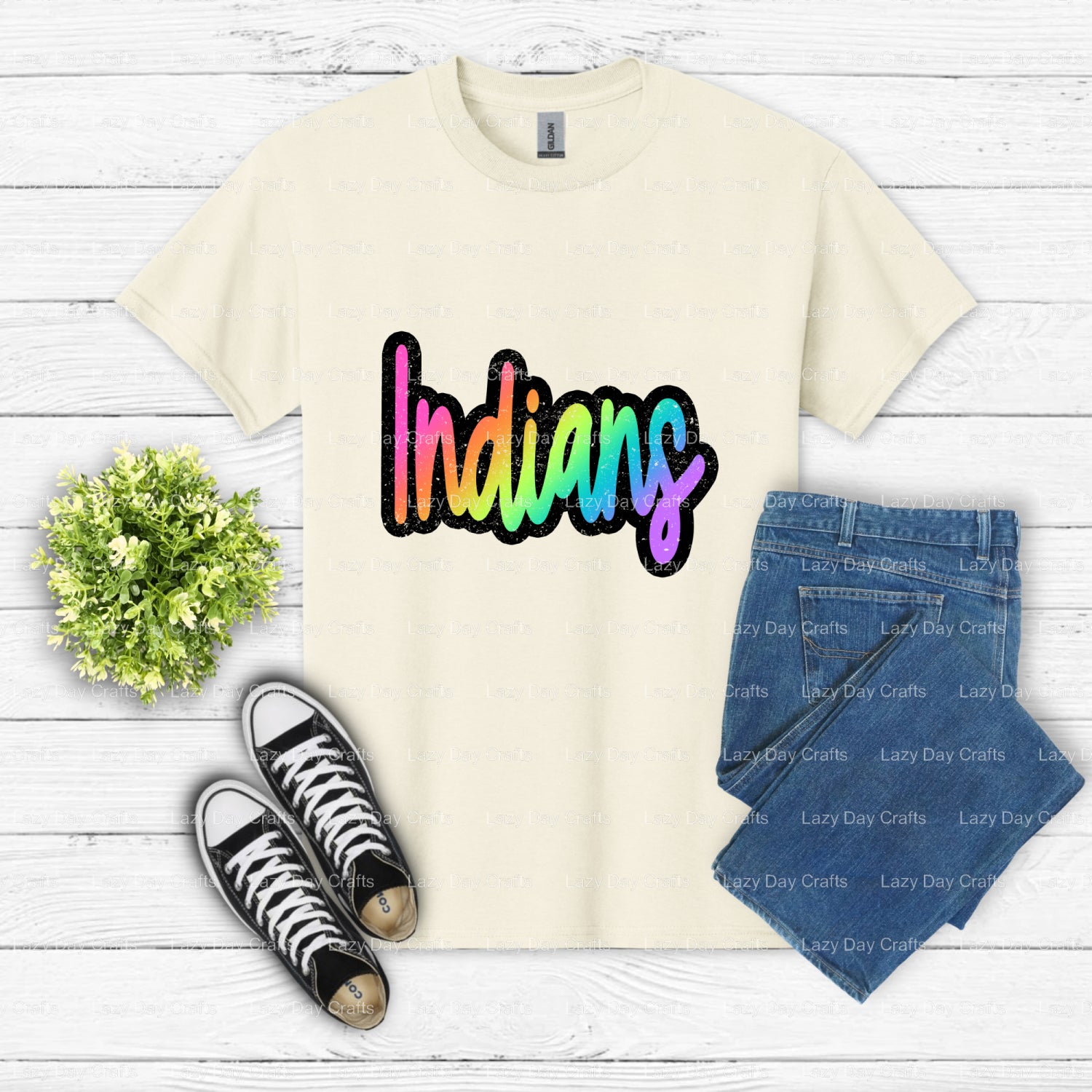 Neon Indians Head School Mascot DTF Transfer (view 2 of 2) – by Lazy Day Crafts – DTF Transfers – School Mascot, School Sp...