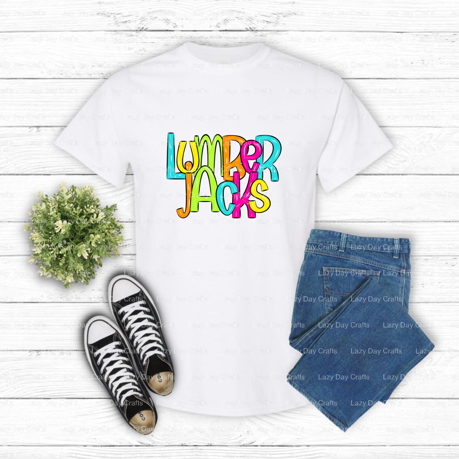 NEON LUMBERJACKS – School Mascot DTF Transfer (view 1 of 2) – by Lazy Day Crafts – DTF Transfers – School Spirit, DTF Tran...