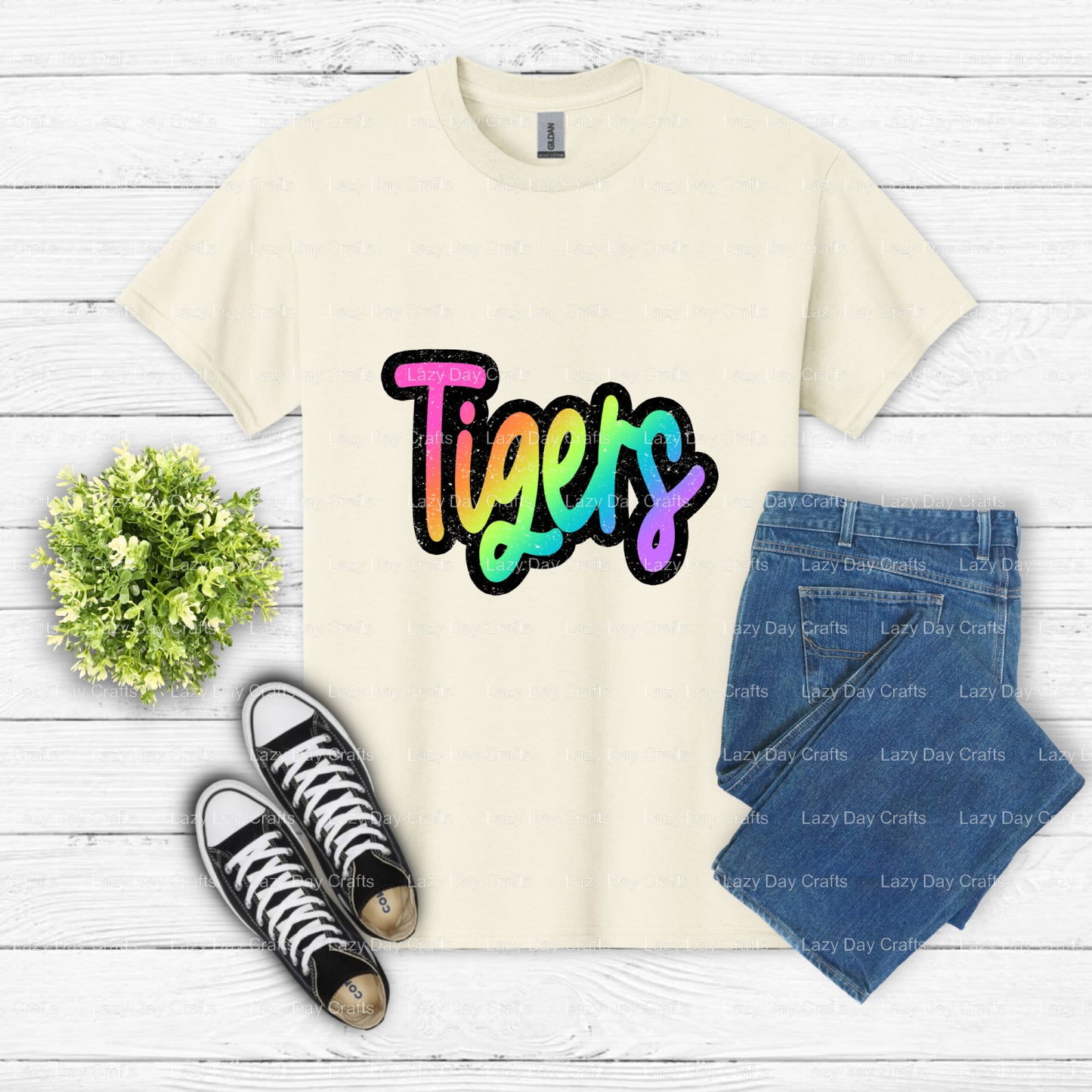 NEON TIGERS – School Spirit DTF Transfer (view 2 of 2) – by Lazy Day Crafts – DTF Transfers – DTF Transfers, Premade DTF