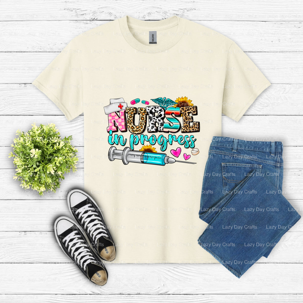 NURSE IN PROGRESS – Nurse DTF Transfer (view 2 of 2) – by Lazy Day Crafts – DTF Transfers – DTF Transfers, Lazy Day Crafts