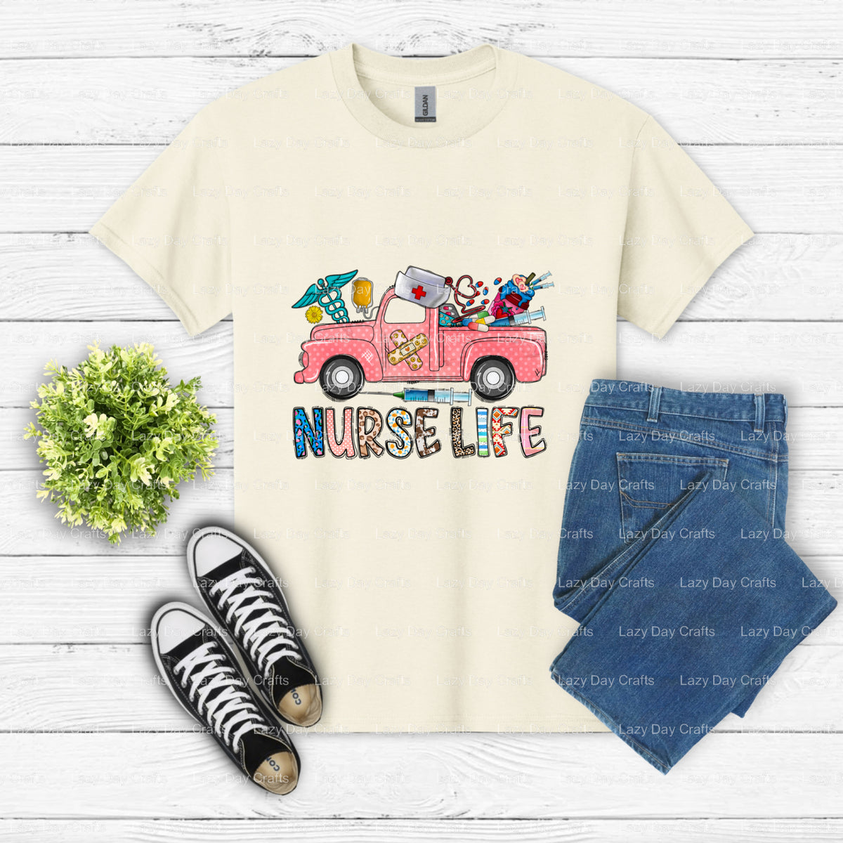 NURSE LIFE – DTF Transfer (view 2 of 2) – by Lazy Day Crafts – DTF Transfers – DTF Transfers, Premade DTF
