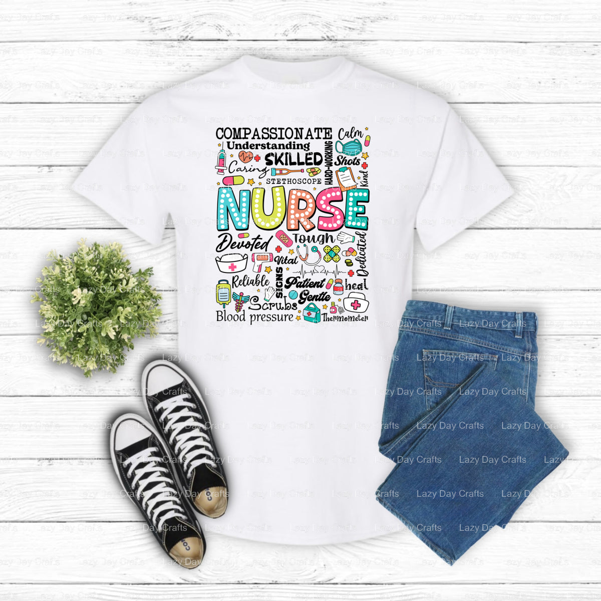 Nurse Stethoscope Heart – Ready to Press DTF Transfer (view 1 of 2) – by Lazy Day Crafts – DTF Transfers – Nurse, DTF Tran...
