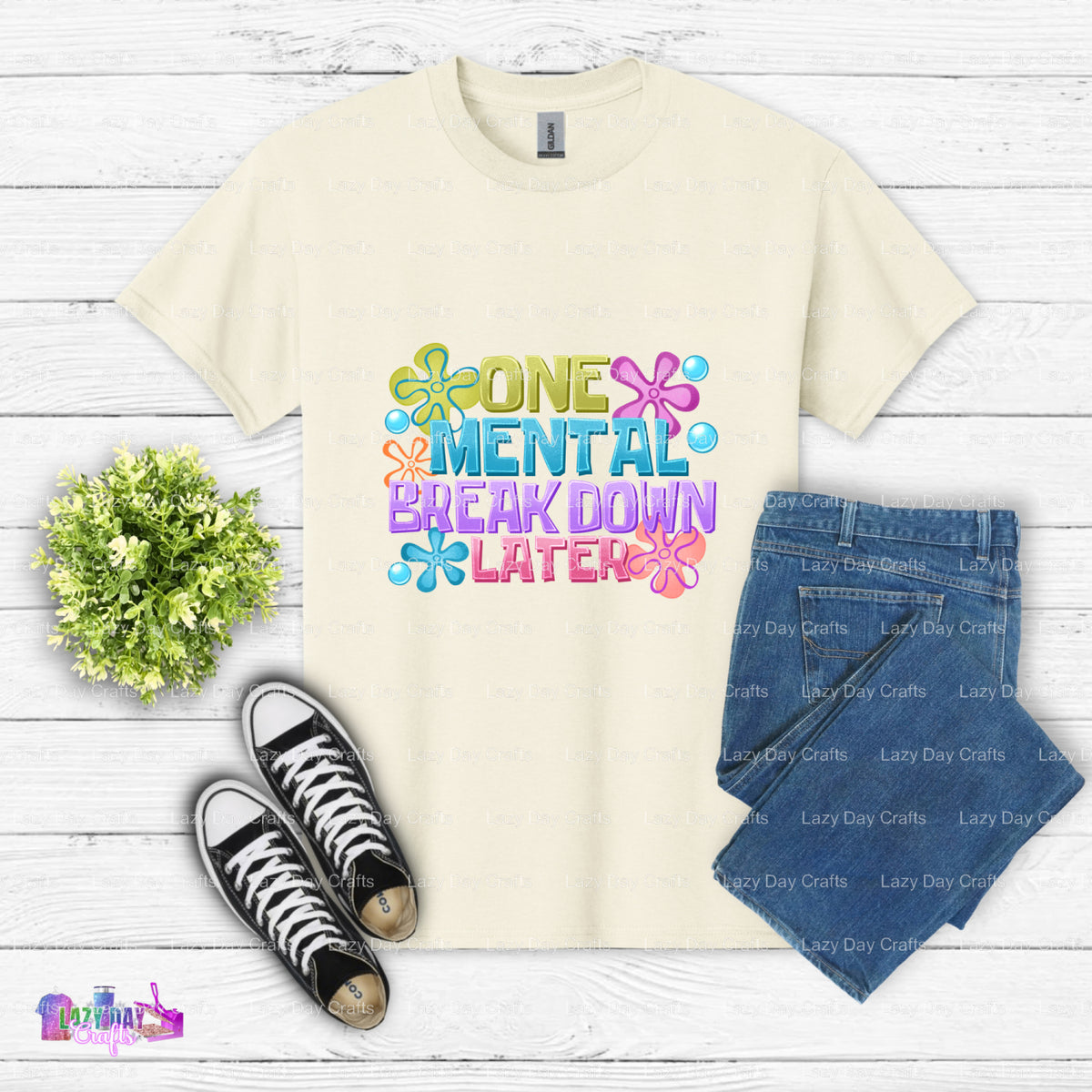 One Mental Breakdown Later I'm Thriving – Mental Health DTF Transfer (view 1 of 2) – by Lazy Day Crafts – DTF Transfers –...