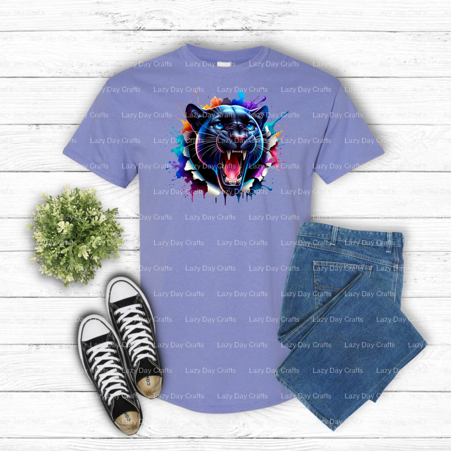 Panther Head Breakthrough – DTF Transfer (view 2 of 3) – by Lazy Day Crafts – DTF Transfers – DTF Transfers, Premade DTF