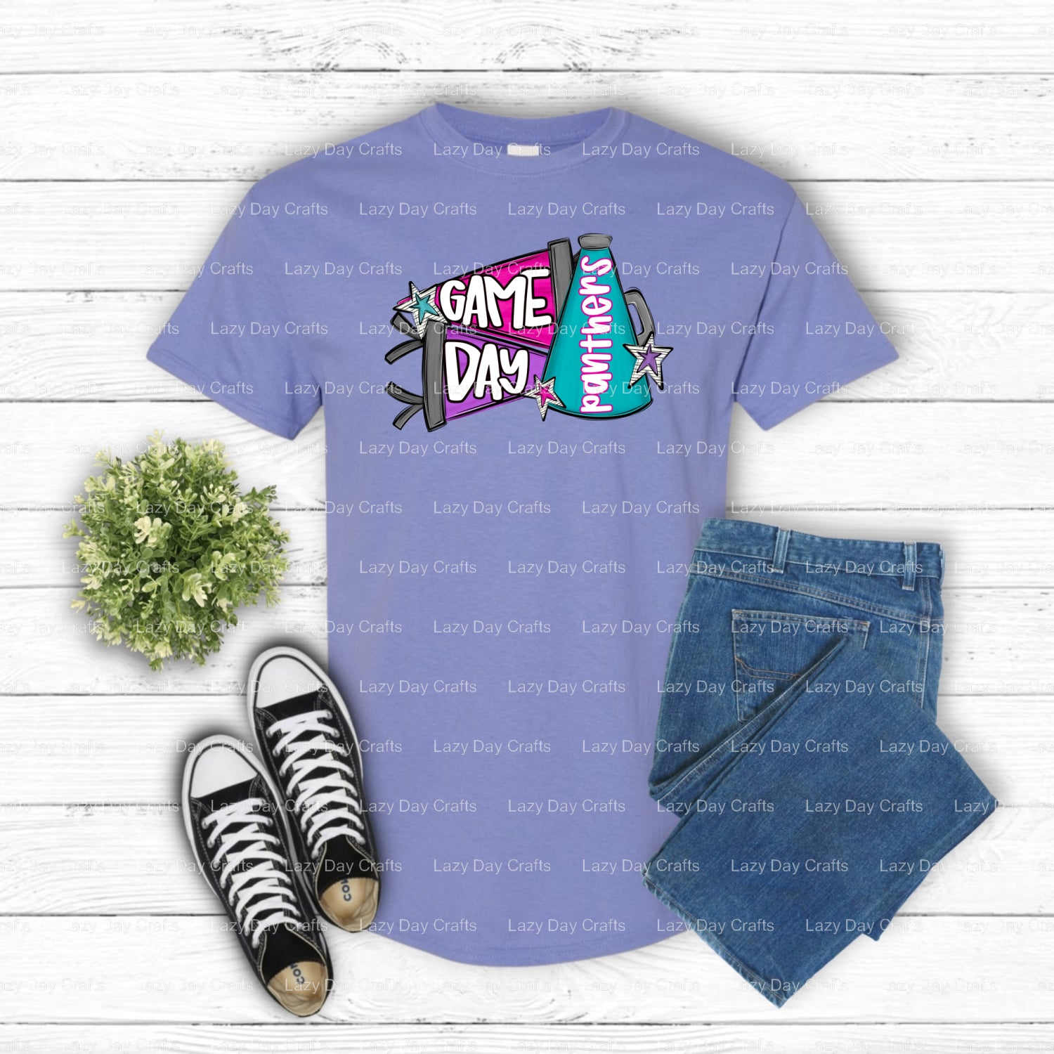 Panther Mascot Dynamic – School Spirit DTF Transfer (view 1 of 2) – by Lazy Day Crafts – DTF Transfers – School Spirit, Ap...