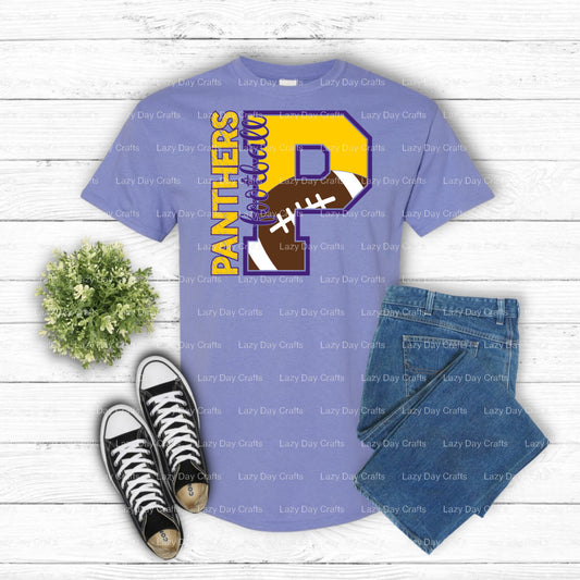 Panther Mascot Football Sketch – School Spirit DTF Transfer (view 1 of 2) – by Lazy Day Crafts – DTF Transfers – School Sp...