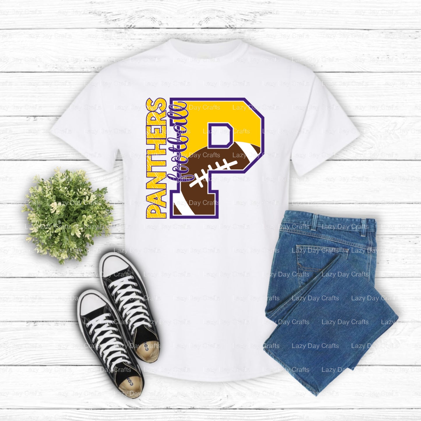 Panther Mascot Football Sketch – School Spirit DTF Transfer (view 2 of 2) – by Lazy Day Crafts – DTF Transfers – School Sp...