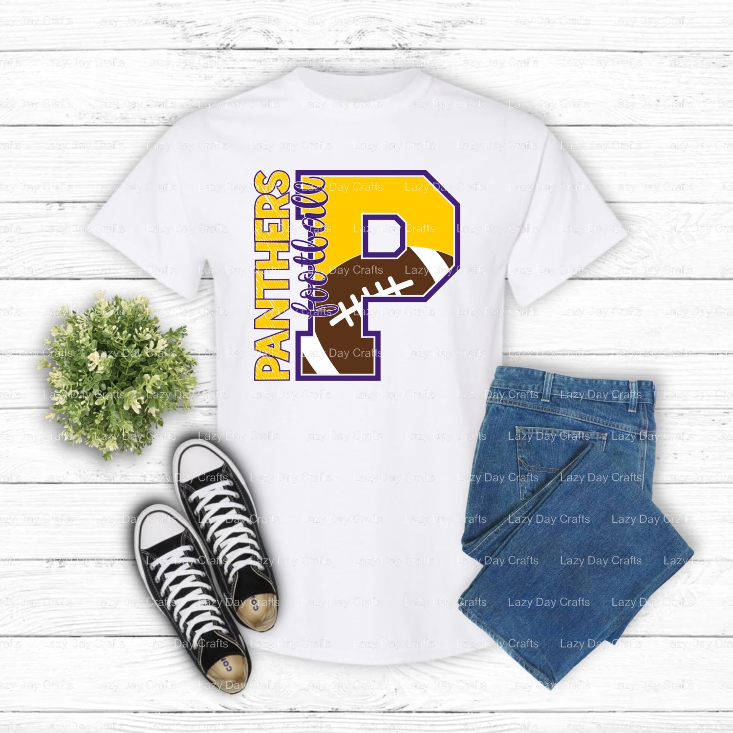 Panther Mascot Football Sketch – School Spirit DTF Transfer (view 2 of 2) – by Lazy Day Crafts – DTF Transfers – School Sp...