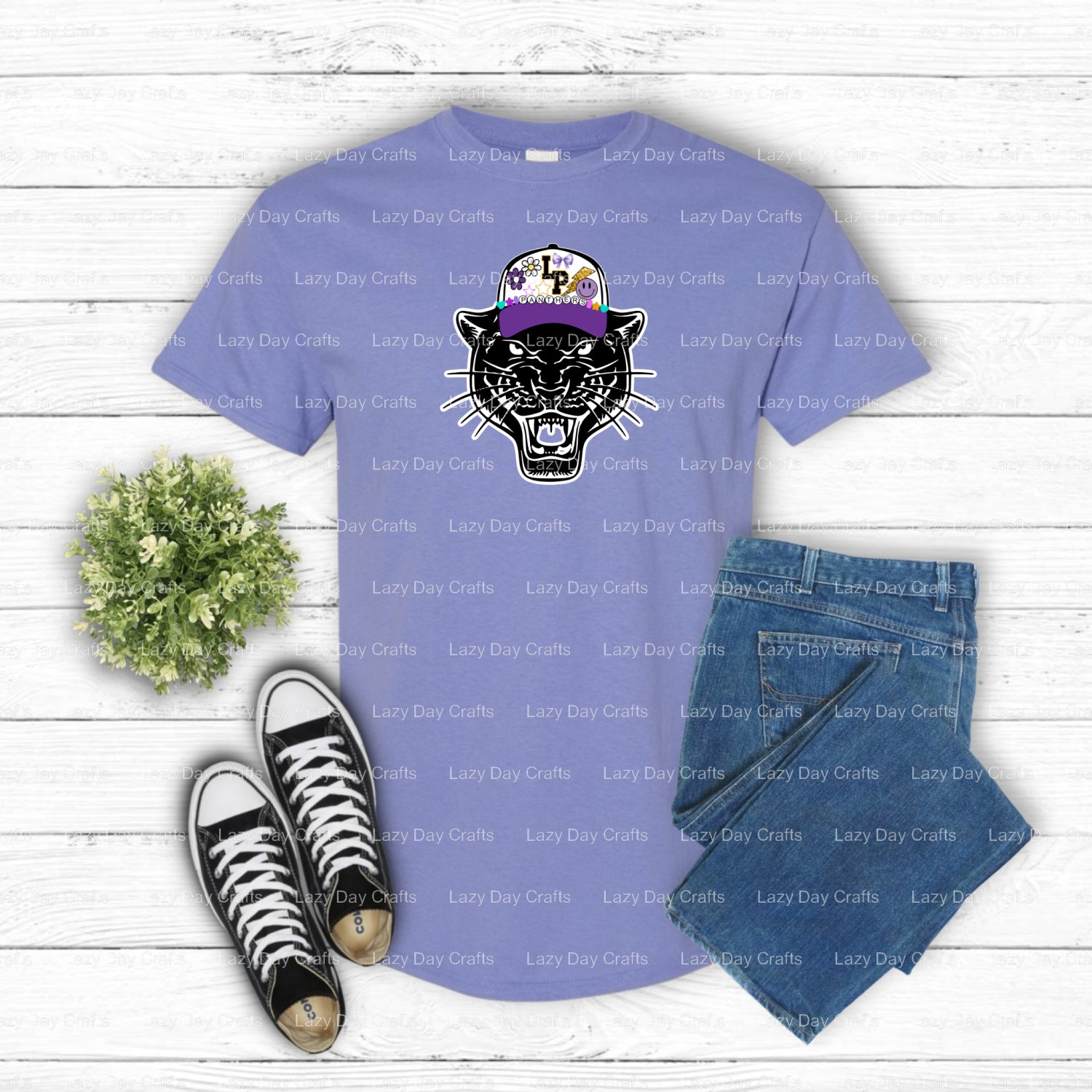 Panther Mascot 'PANTHERS' Hat – School Spirit DTF Transfer (view 1 of 2) – by Lazy Day Crafts – DTF Transfers – School Mas...