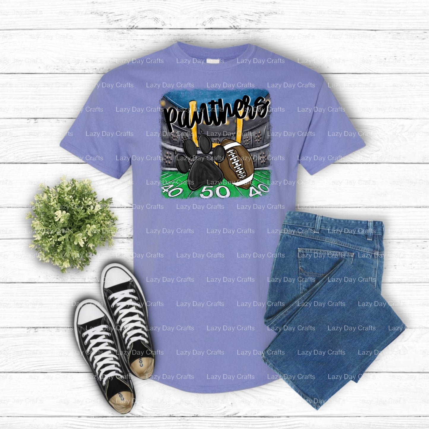 Panther Paw Football Field – School Spirit DTF Transfer (view 1 of 2) – by Lazy Day Crafts – DTF Transfers – School Spirit...