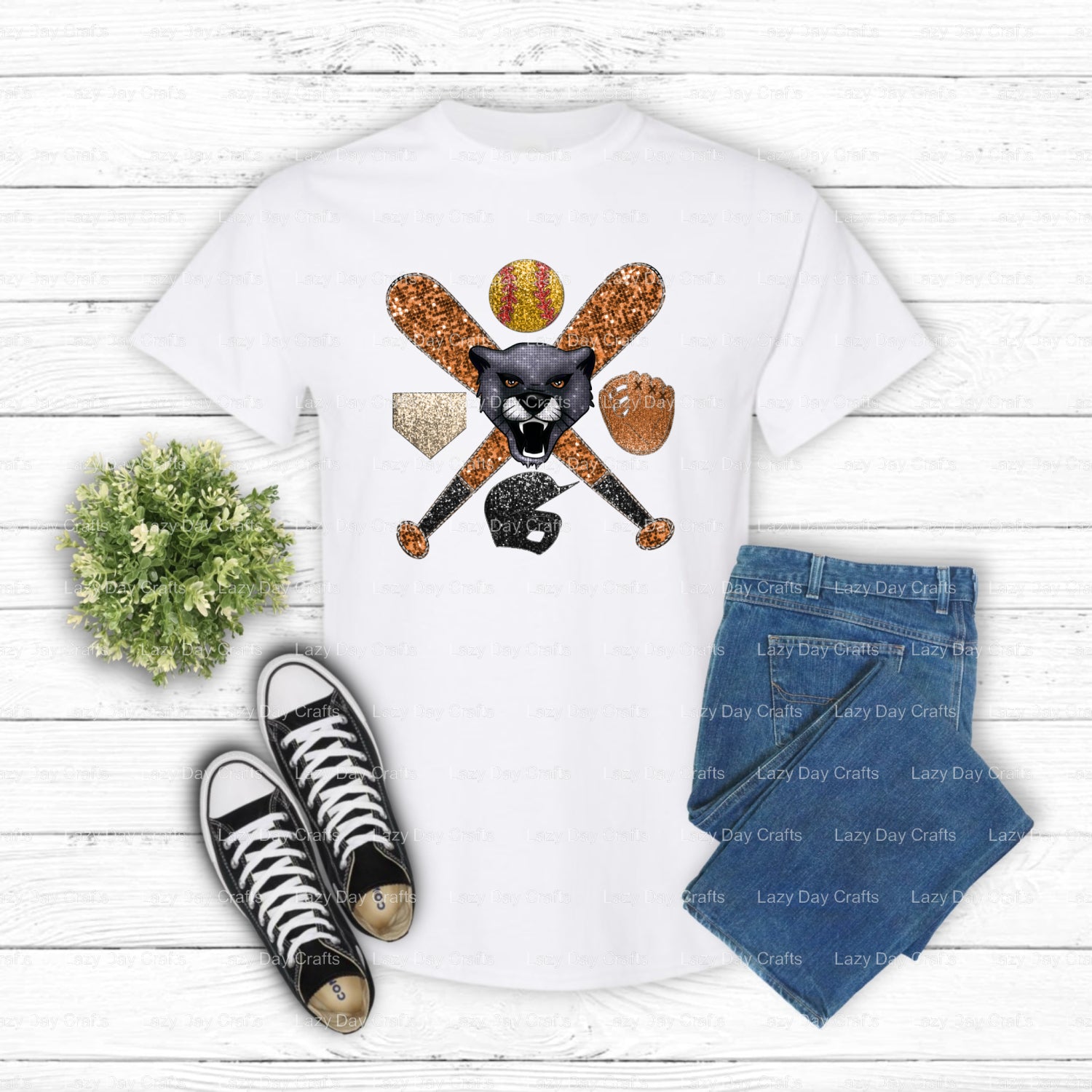Panther Softball Mascot – School Spirit DTF Transfer (view 2 of 2) – by Lazy Day Crafts – DTF Transfers – School Mascot, S...
