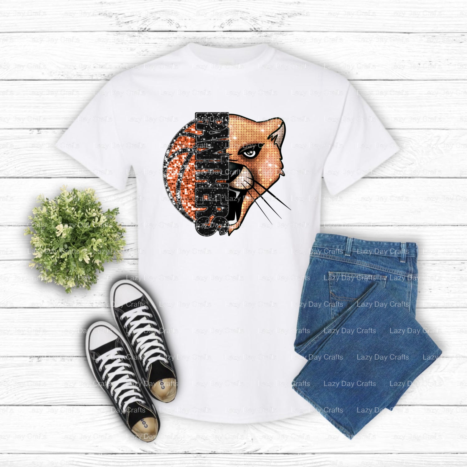Panthers Basketball – School Mascot DTF Transfer (view 1 of 2) – by Lazy Day Crafts – DTF Transfers – School Mascot, Sport...