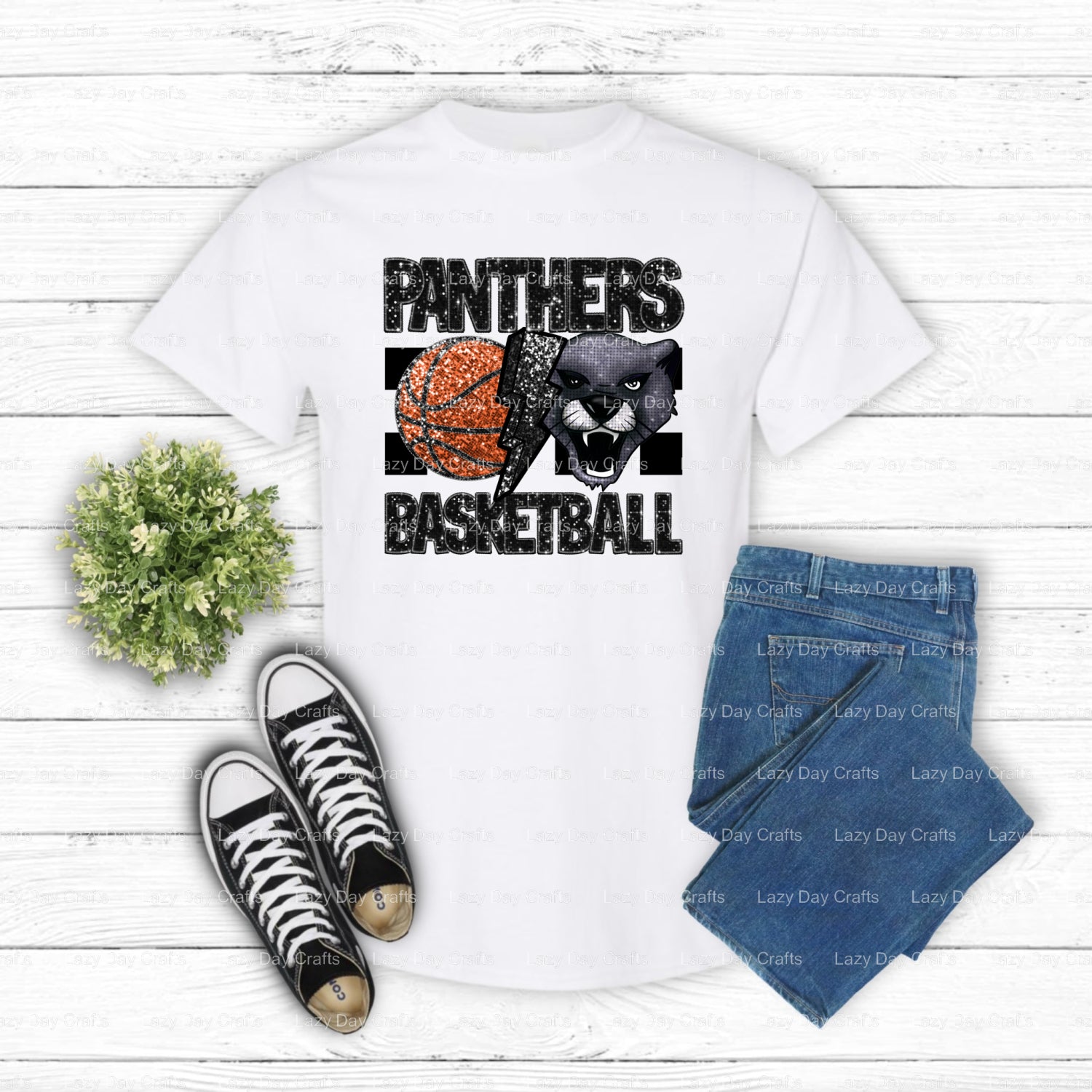 PANTHERS BASKETBALL – School Spirit DTF Transfer (view 2 of 2) – by Lazy Day Crafts – DTF Transfers – School Spirit, Ready...