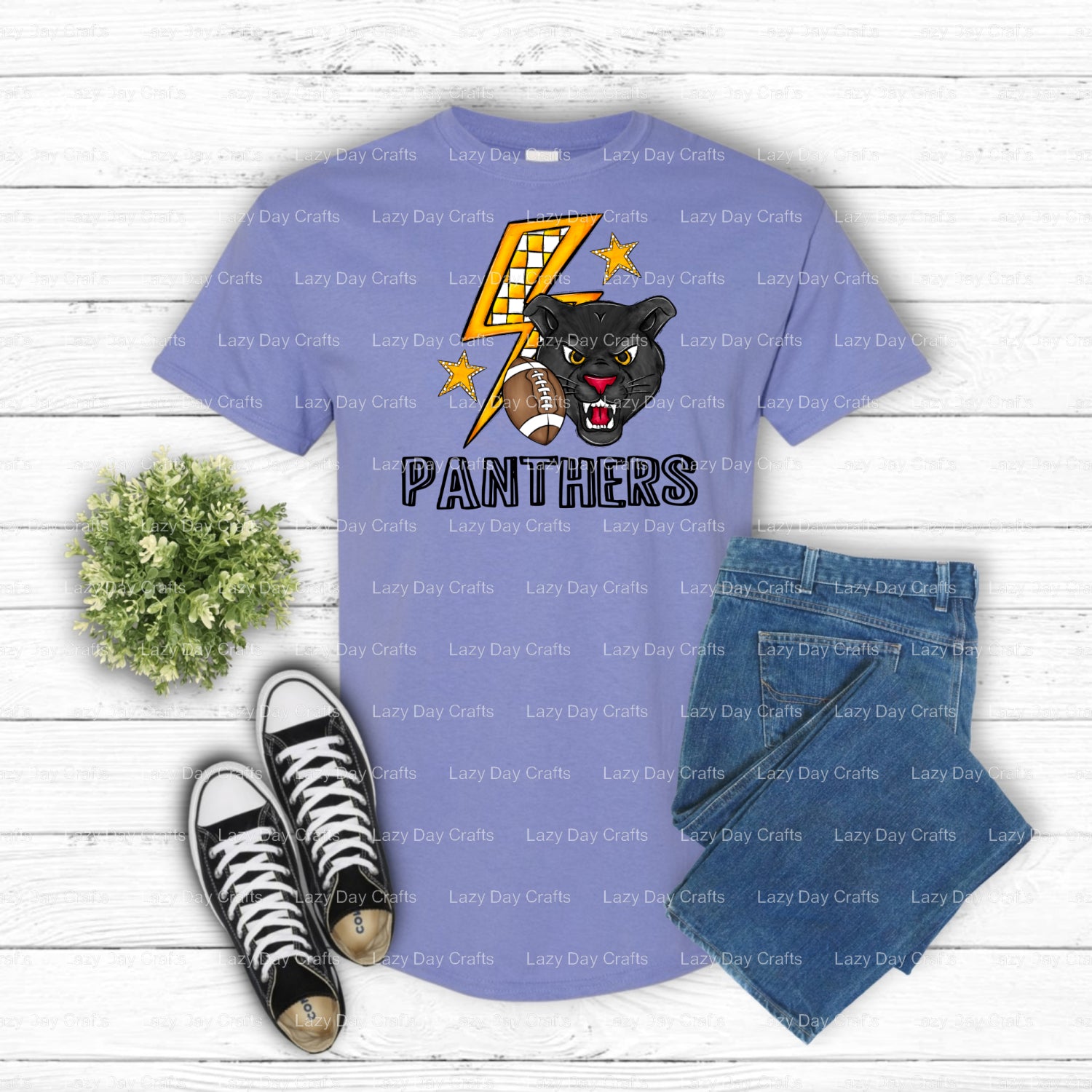 Panthers Football – School Mascot DTF Transfer (view 1 of 2) – by Lazy Day Crafts – DTF Transfers – School Mascot, Apparel...