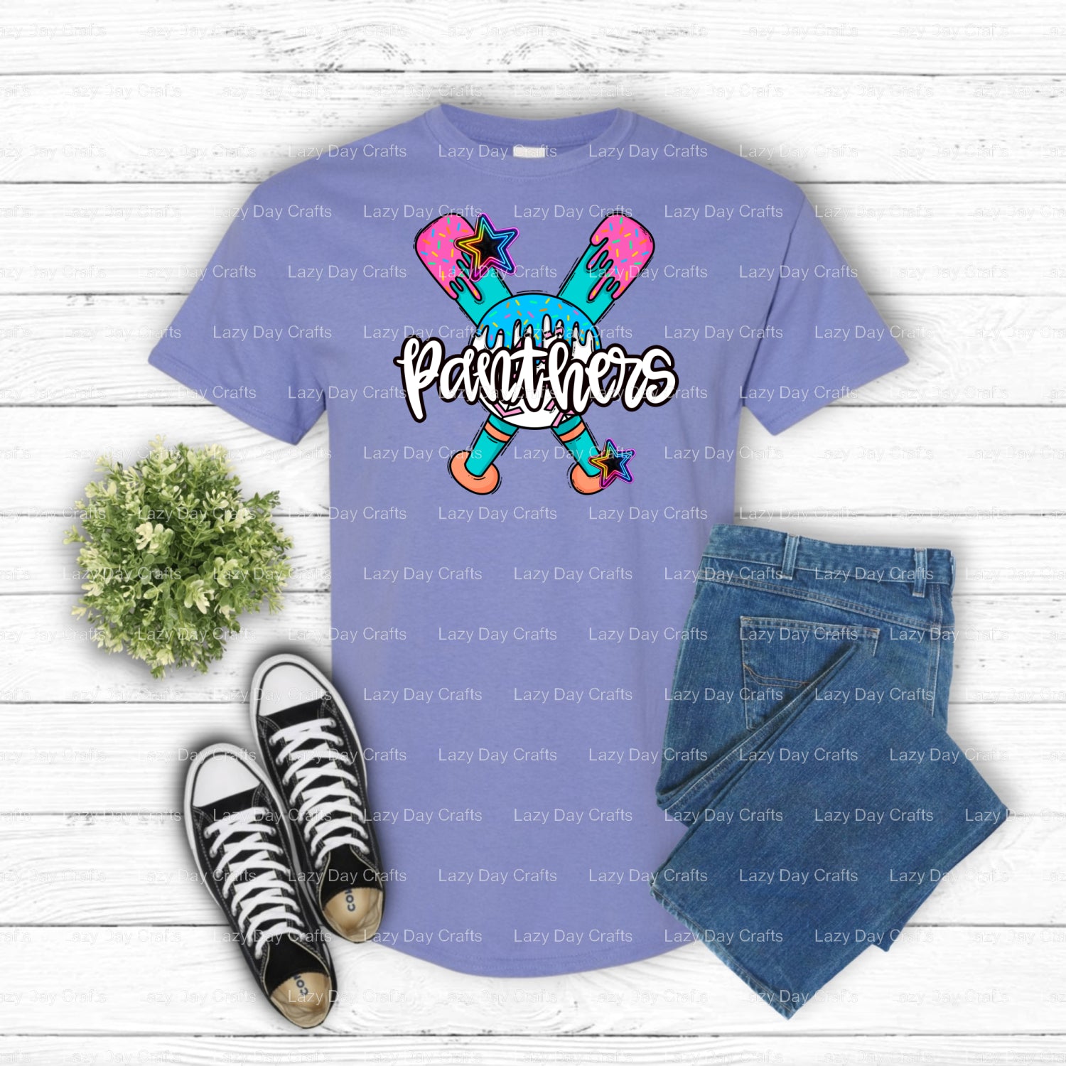 PANTHERS Mascot Head with Text – School Spirit DTF Transfer (view 2 of 2) – by Lazy Day Crafts – DTF Transfers – School Ma...