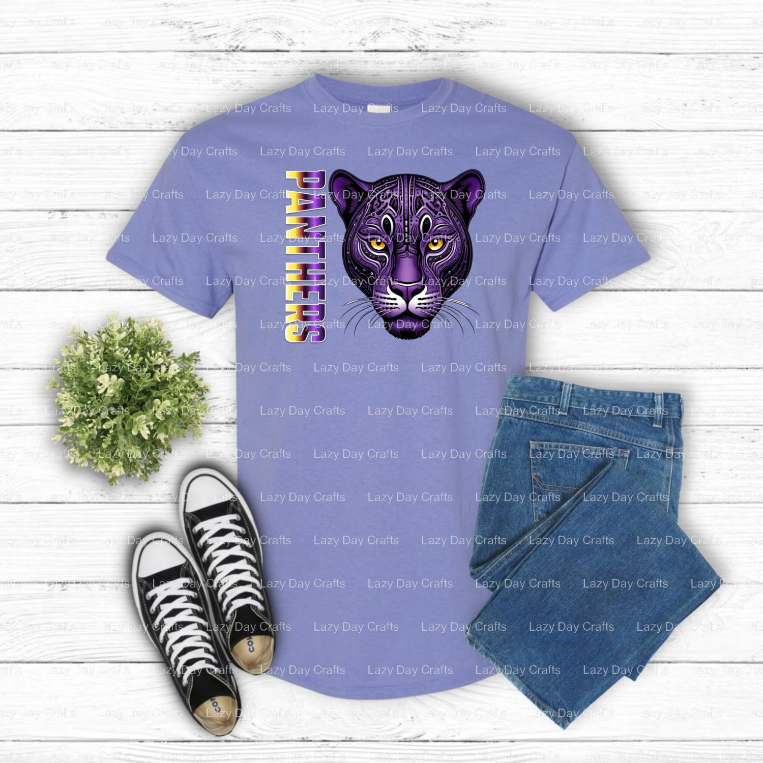 PANTHERS – School Mascot DTF Transfer (view 1 of 2) – by Lazy Day Crafts – DTF Transfers – School Mascot, School Spirit Ap...